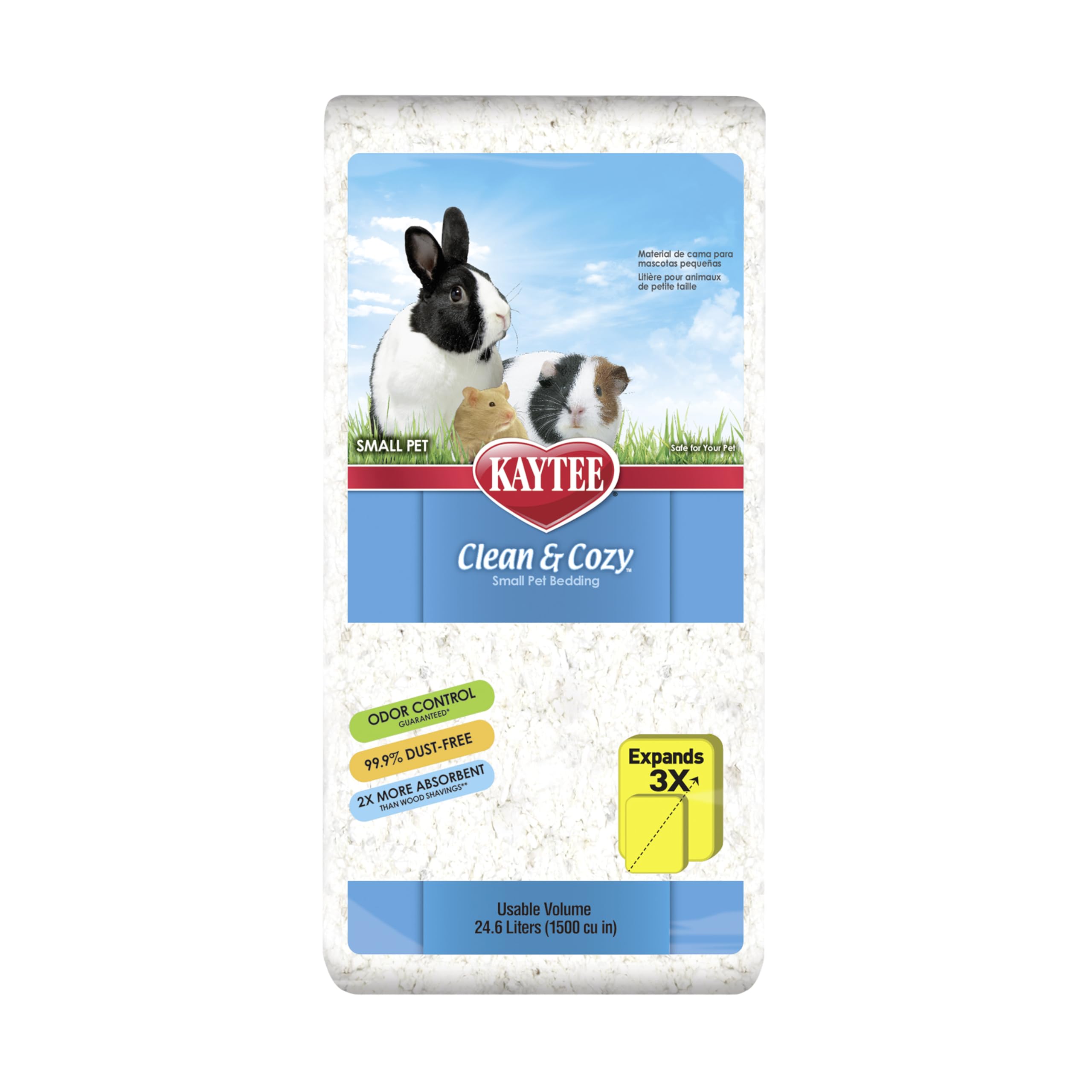 Kaytee Clean & Cozy White Paper Bedding, Made For Small Animals, 24.6 Liters