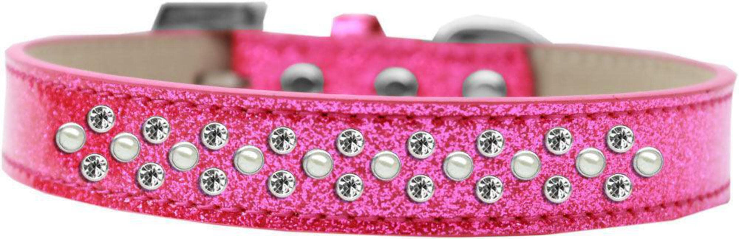 Mirage Pet Products Sprinkles Ice Cream Dog Collar with Pearl and Clear Crystals, Size 18, Black