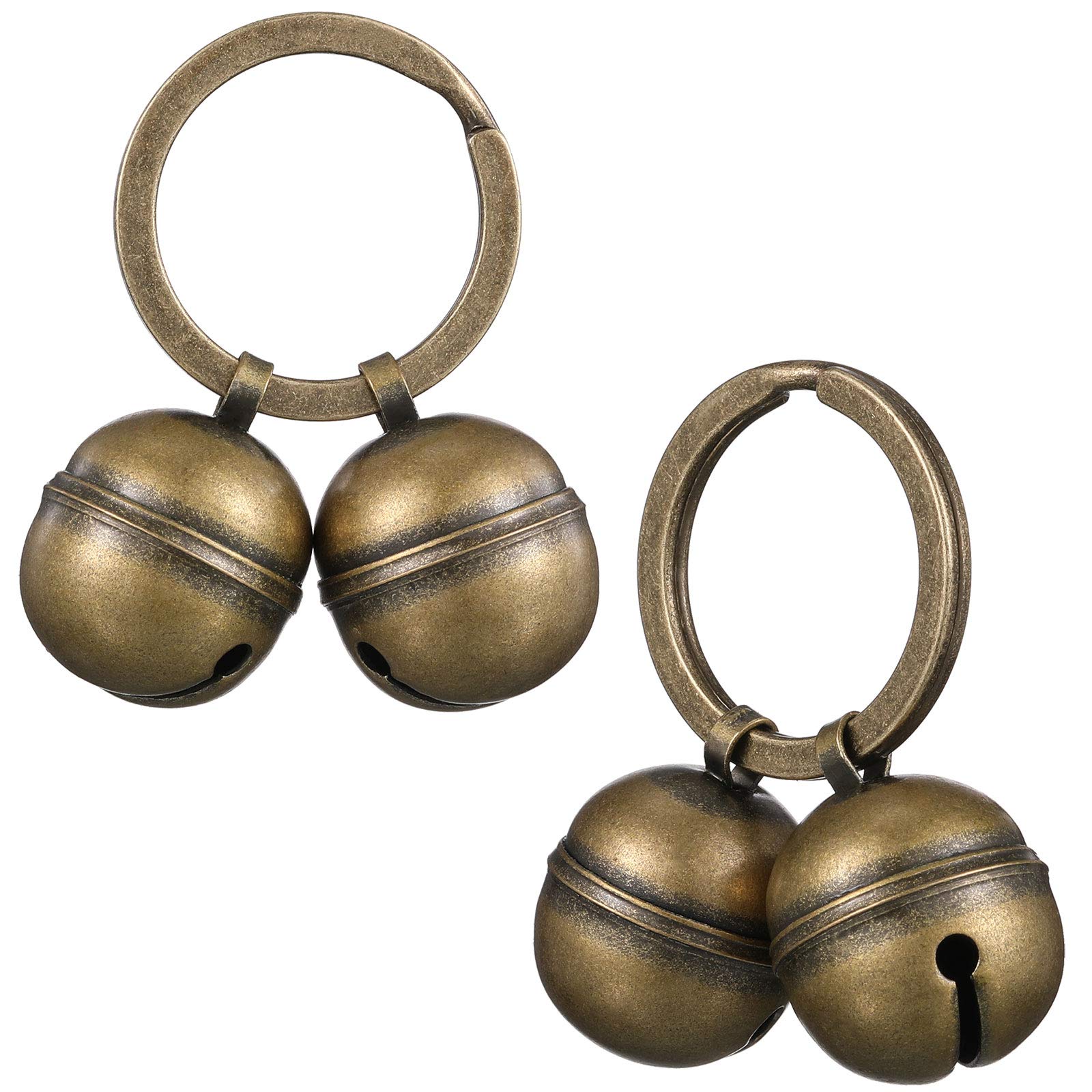 Ripeng 2 Strings In 4 Pieces Dog Bells Cat Bells For Collar Loud Brass Pet Bells With Key Rings Pet Pendant Accessories Pet Tracker For Training