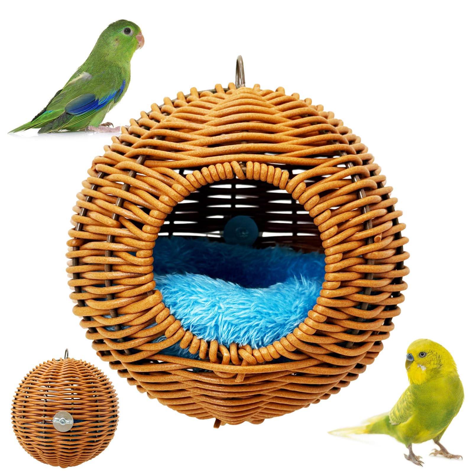 BNOSDM Rattan Bird Nest Parrot Nesting House Parakeet Nesting Soft Lovebird Warm Bed Sleeping for Parrots Bird Cage Accessories 