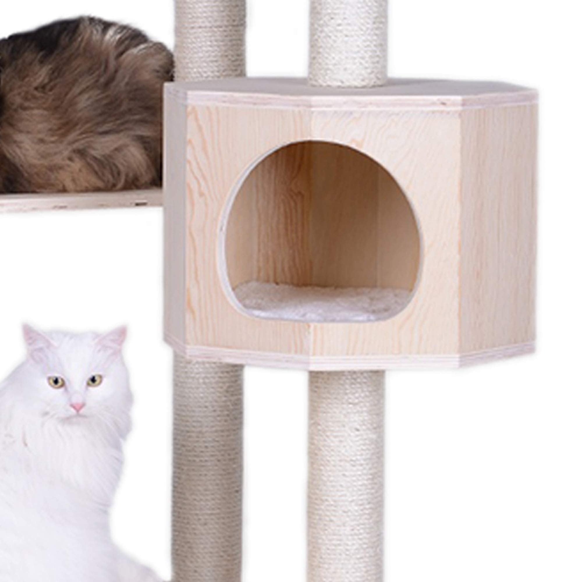 Armarkat Premium Pinus Sylvestris Wood Cat Tree Condo Scratching Post Kitty Furniture Tall Sturdy Light Wood And Sisal Rope, Pine, 36 In (S8502)