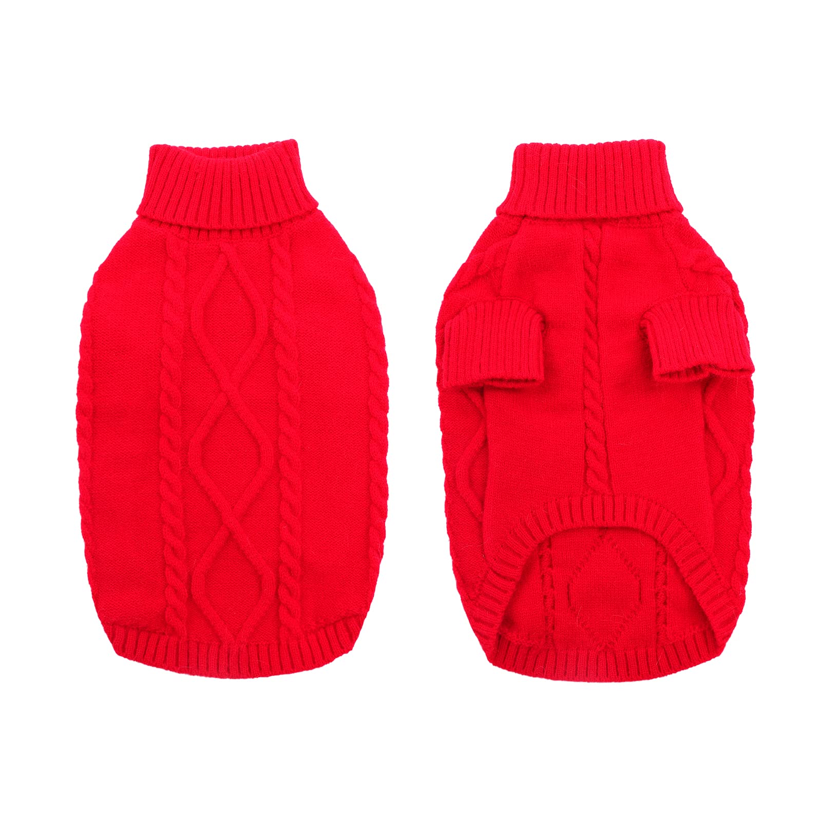 Queenmore Xxl Large Dog Winter Clothes - Warm Turtleneck Knitted Sweaters For Pitbull Doberman Dogs, Males & Females, Red, 2Xl