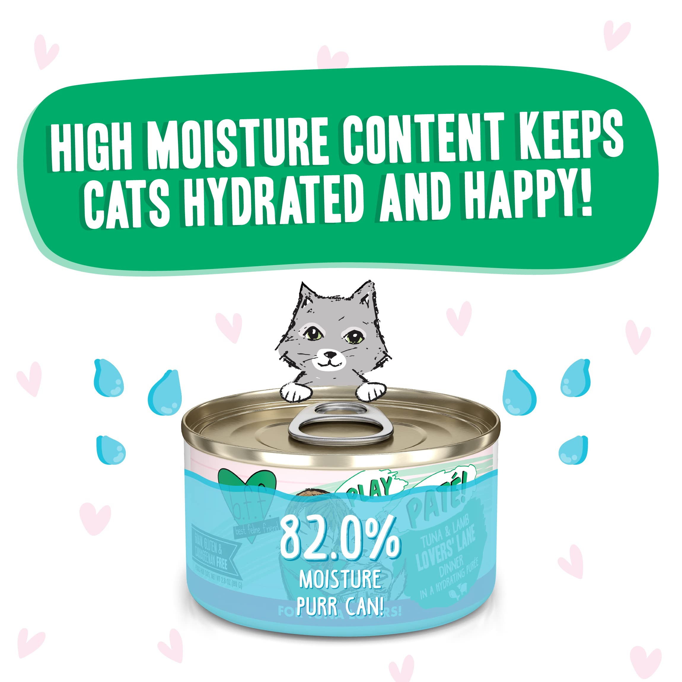 B.F.F. Play - Best Feline Friend Pat   Lovers, Aw Yeah!, Tuna & Lamb Lovers Lane with Tuna & Lamb, 2.8oz Can (Pack of 12)