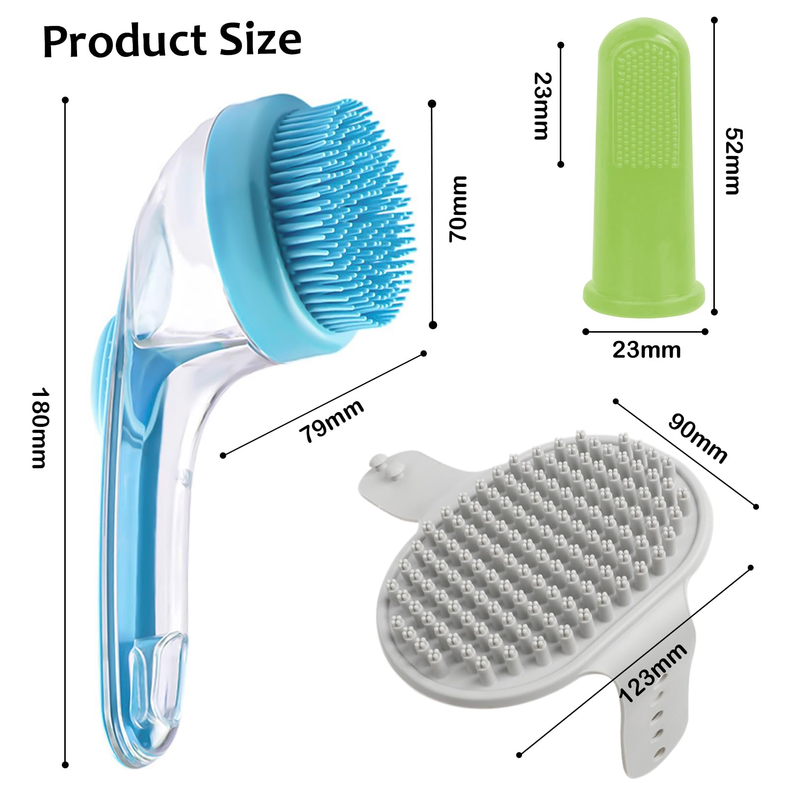 (6 Pcs) Elegx Pet Grooming Bath Massage Brush With Soap And Shampoo Dispenser Soft Silicone Bristle For Long Short Haired Dogs C