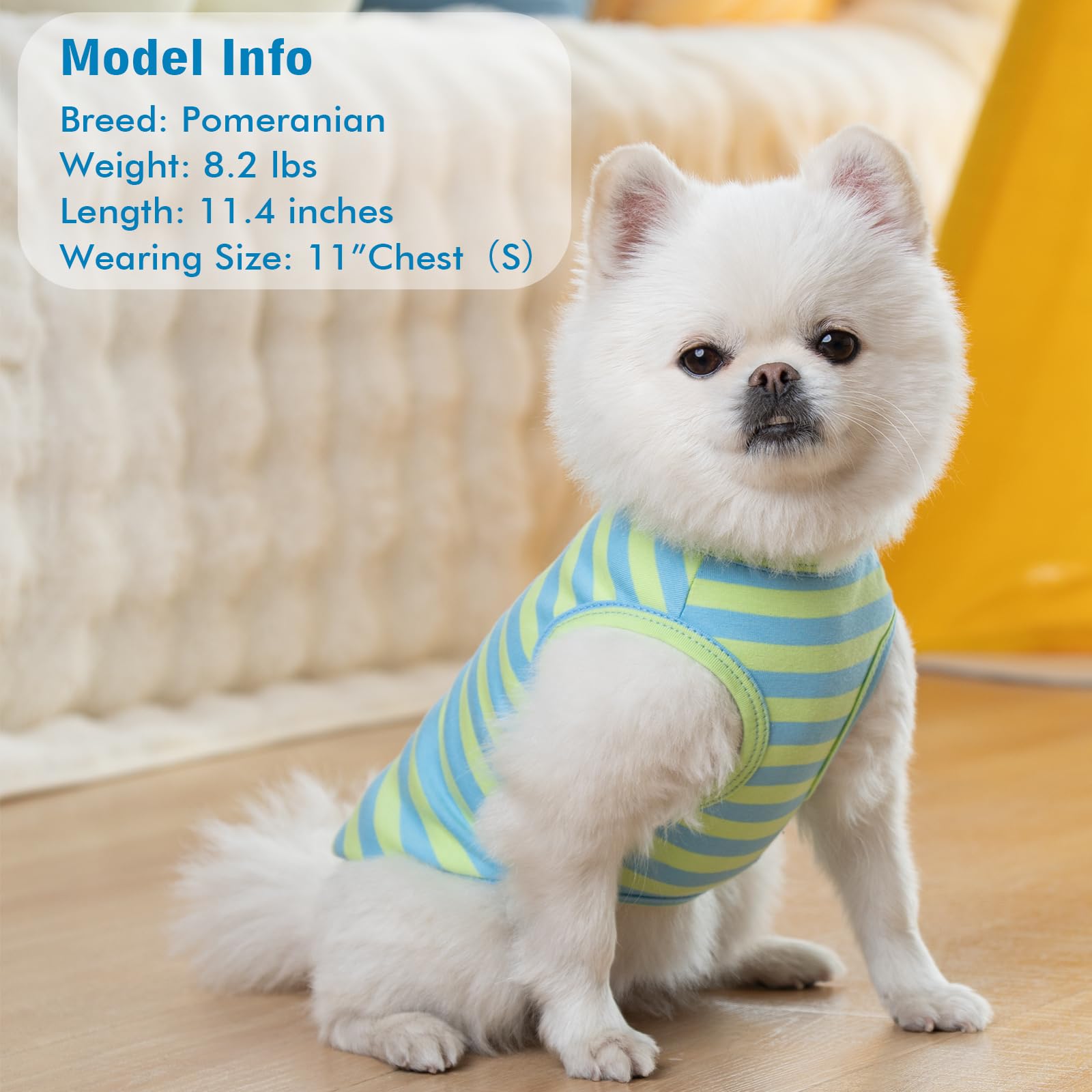 Kyeese 2Pack Dog Shirts Striped T Shirt Soft Tee For Small Dogs Cotton Tank Top Lightweight Sleeveless Vest Dog Clothes, Small,B