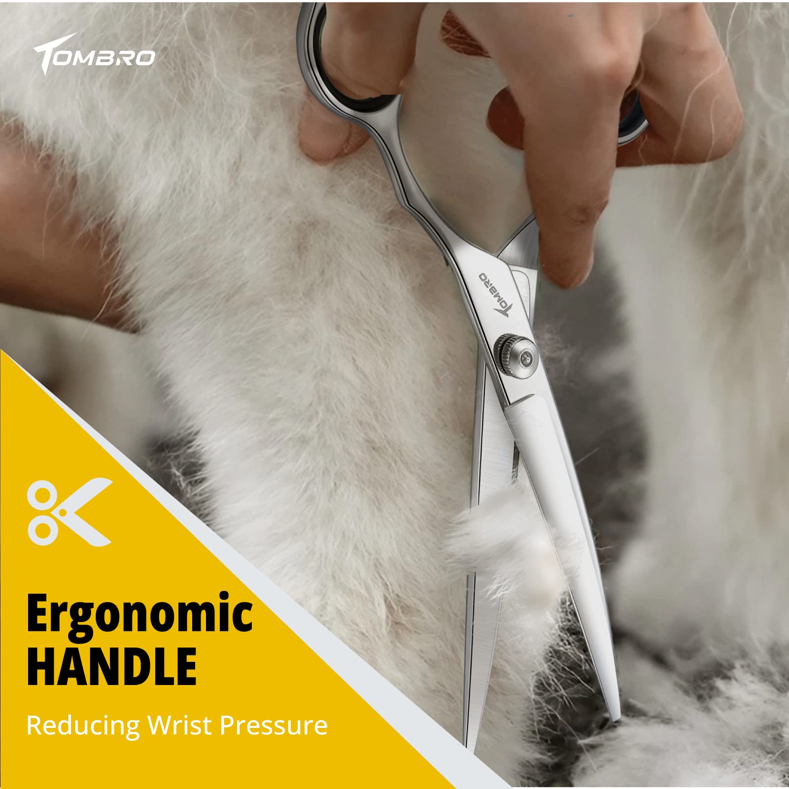 Tombro 7.0' Curved Dog Grooming Scissors Professional Curved Scissors For Pets 6Cr Stainless Steel Pet Grooming Scissors With Safe Round Tips,Pets Grooming Shears With Offset Handle (Down-Curved)