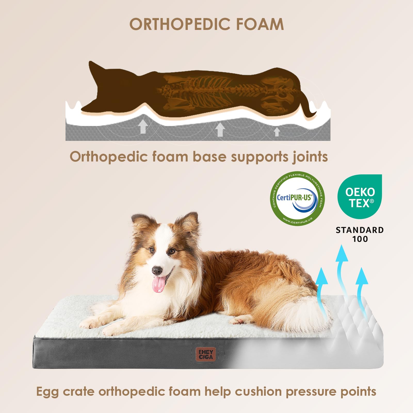 Eheyciga Washable Jumbo Dog Beds For Giant Dogs, Xxl Dog Bed With Removable Cover For Crate, Orthopedic Foam Dog Beds For Jumbo