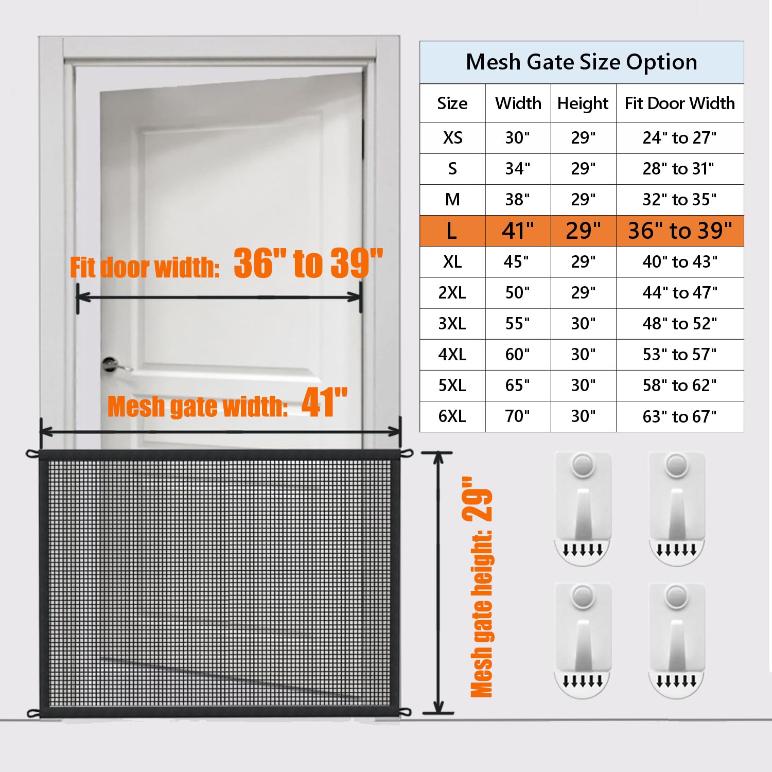2-Pack Dog Gate For Stairs Pet Gates For The House: Dogs Screen Mesh Gate For Doorways Stairways Indoor Safety 29 Inches Tall, 41 Inch Wide