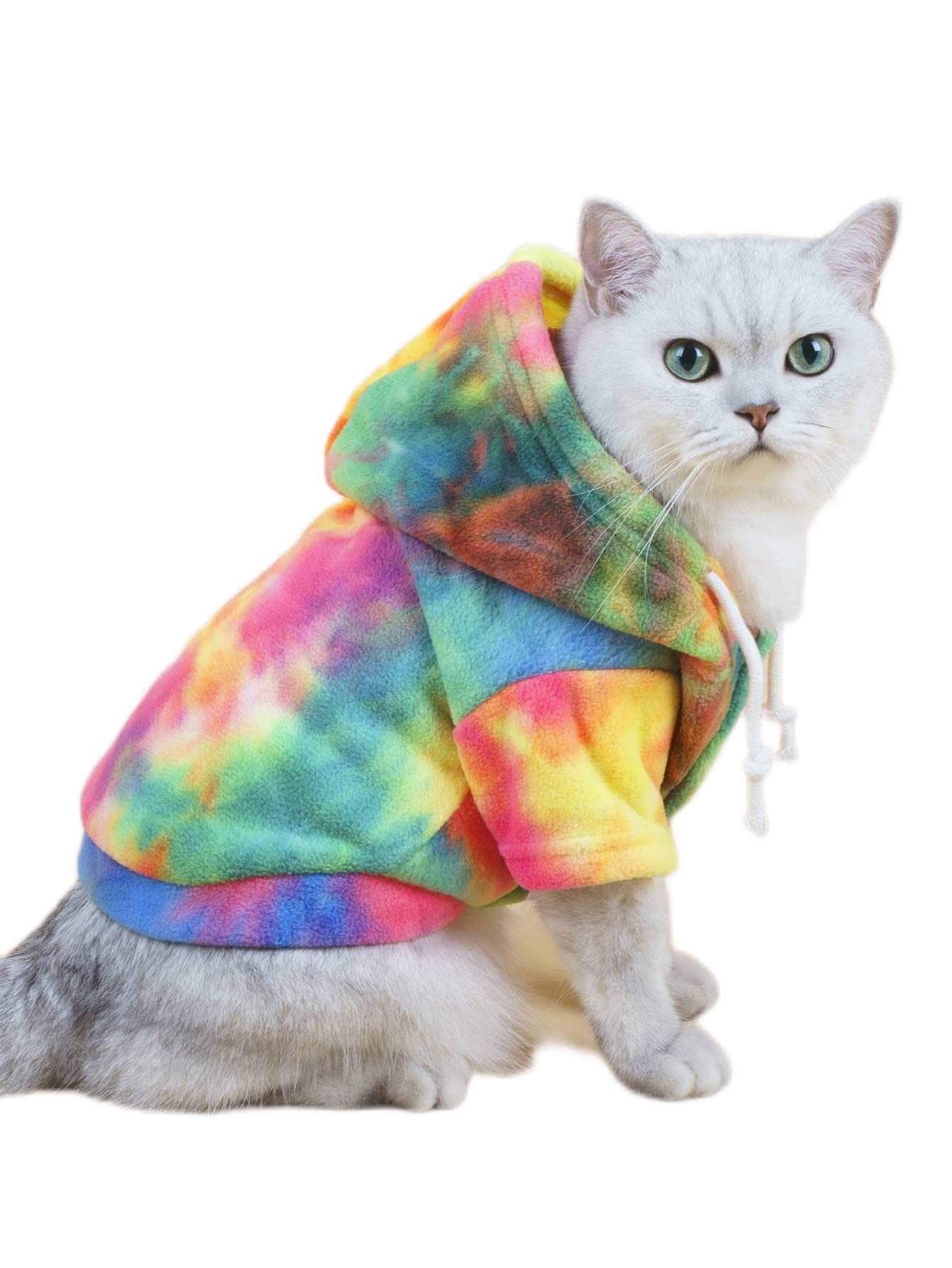 Qwinee Dog Coat Dog Hoodie Tie Dye Warm Winter Coat Sweatshirt Dog Clothes For Cat Puppy Small Medium Dog Multicolor S Qwn01-719