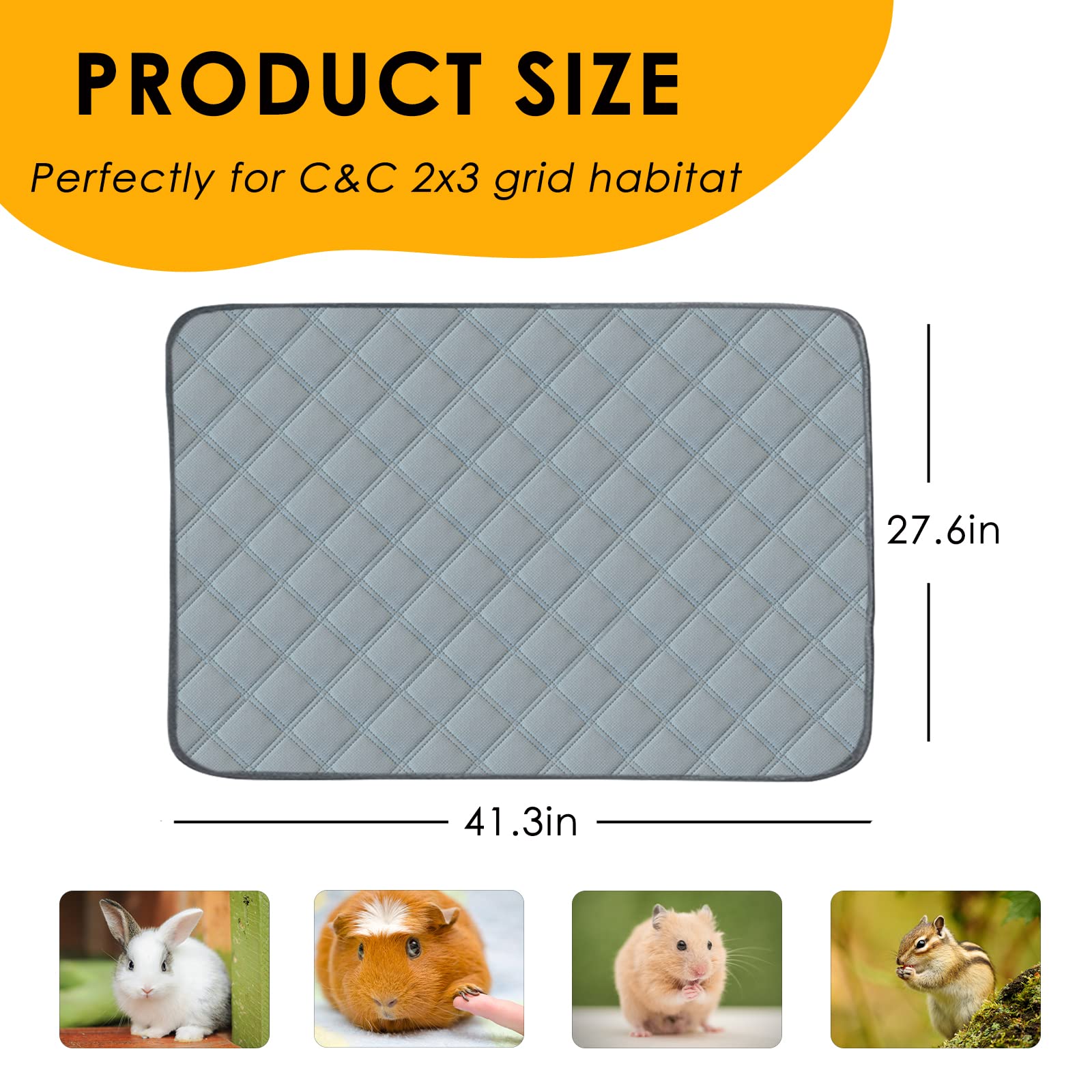 Mooydee 2 Pack Guinea Pig Cage Liners For C&C 2X3 Habitat Washable Guinea Pig Bedding Super Absorbent | Waterproof | Non Slip| R