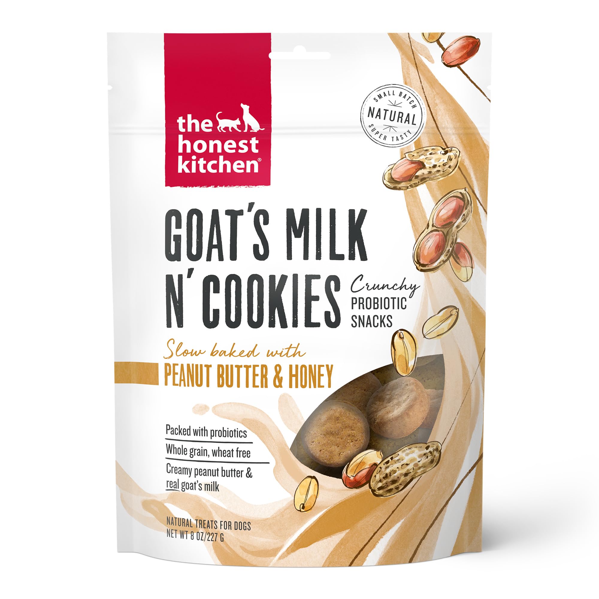 The Honest Kitchen Goats Milk N Cookies: Slow Baked with Peanut Butter & Honey, 8 oz Bag
