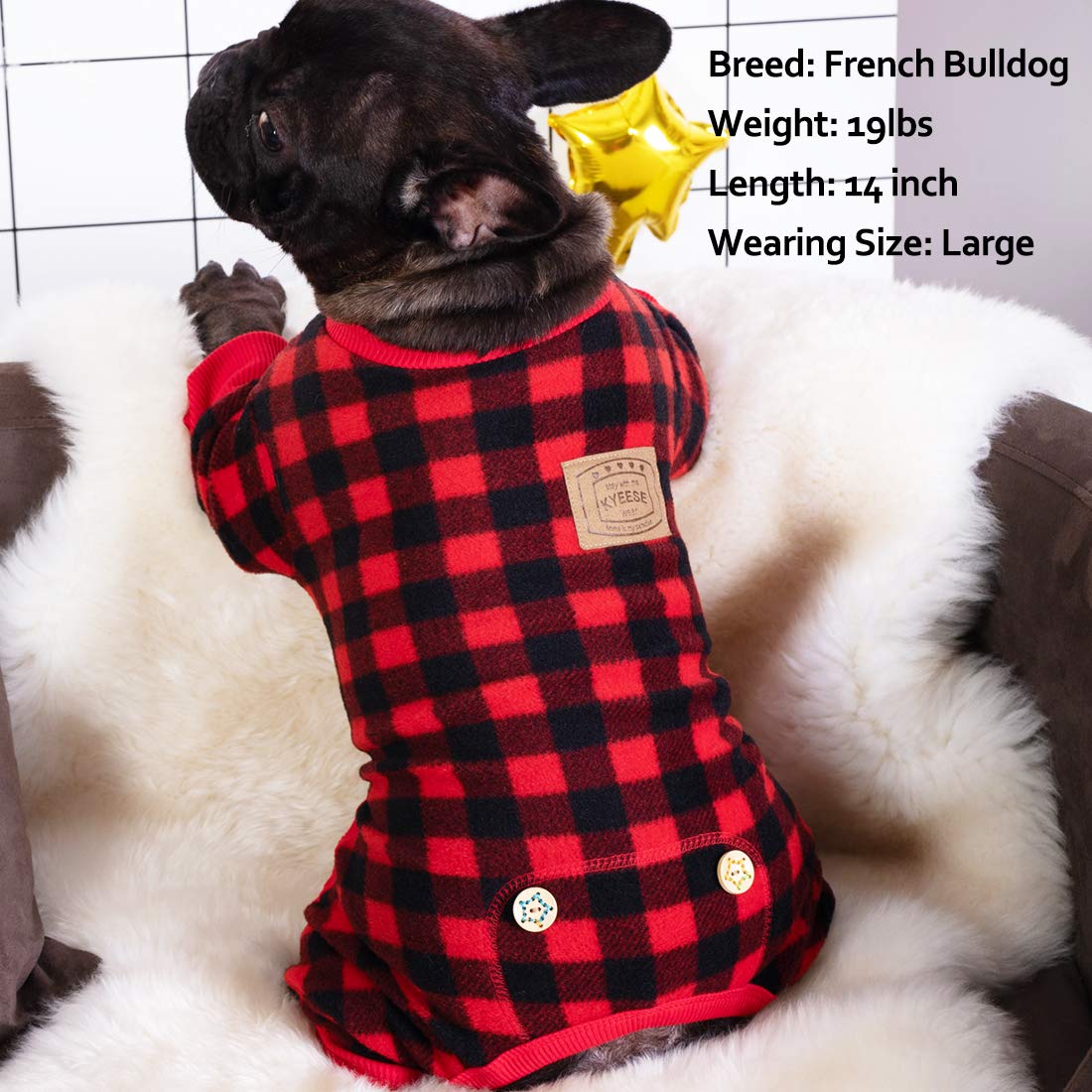 Kyeese Dog Pajamas For Small Dogs Plaid For Small Dogs Red Buffalo Check Dog Pajamas Onesie