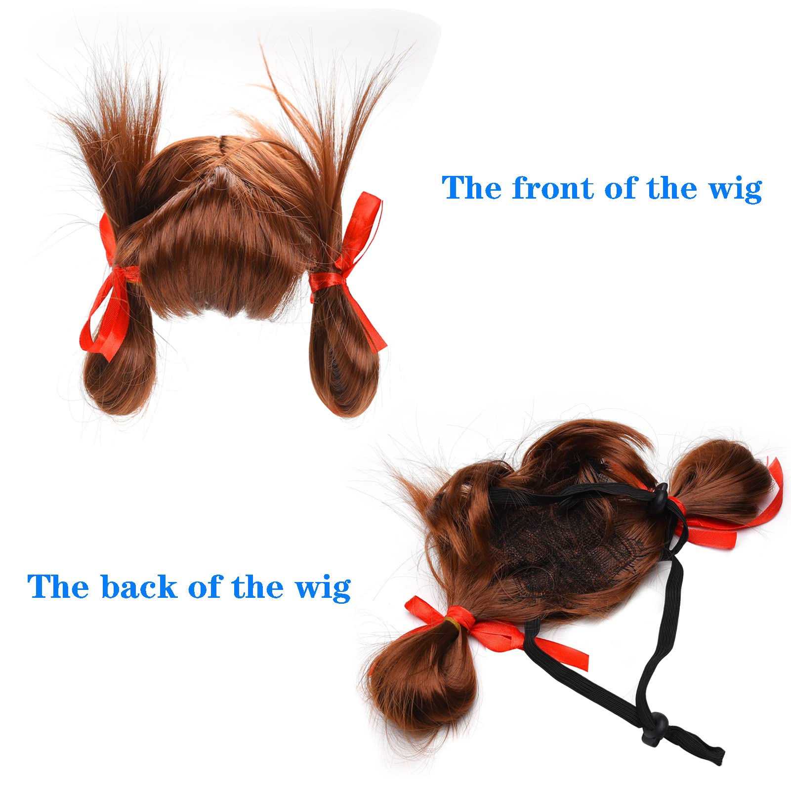 Pet K9 Funny Dog Cosplay Wig, Headwear Apparel Toy,Pet Costumes, Cat Dress Up For Halloween, Christmas, Parties, Festivals, Dog Wigs For Small Medium And Large Sized Dogs (Brown Braids)