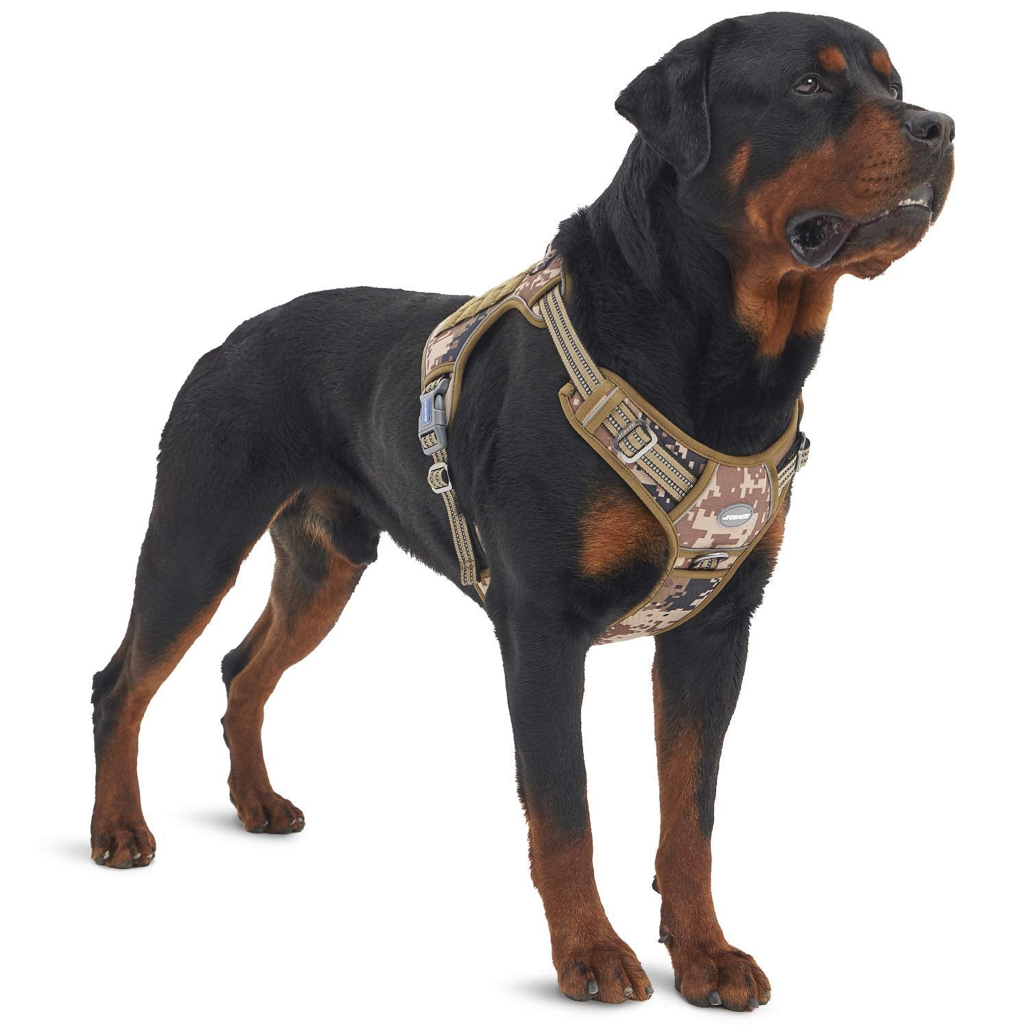 Auroth Tactical Dog Harness For Large Dogs No Pull Adjustable Pet Harness Reflective K9 Working Training Easy Control Pet Vest Military Service Dog Harnesses Desert Camo Xl