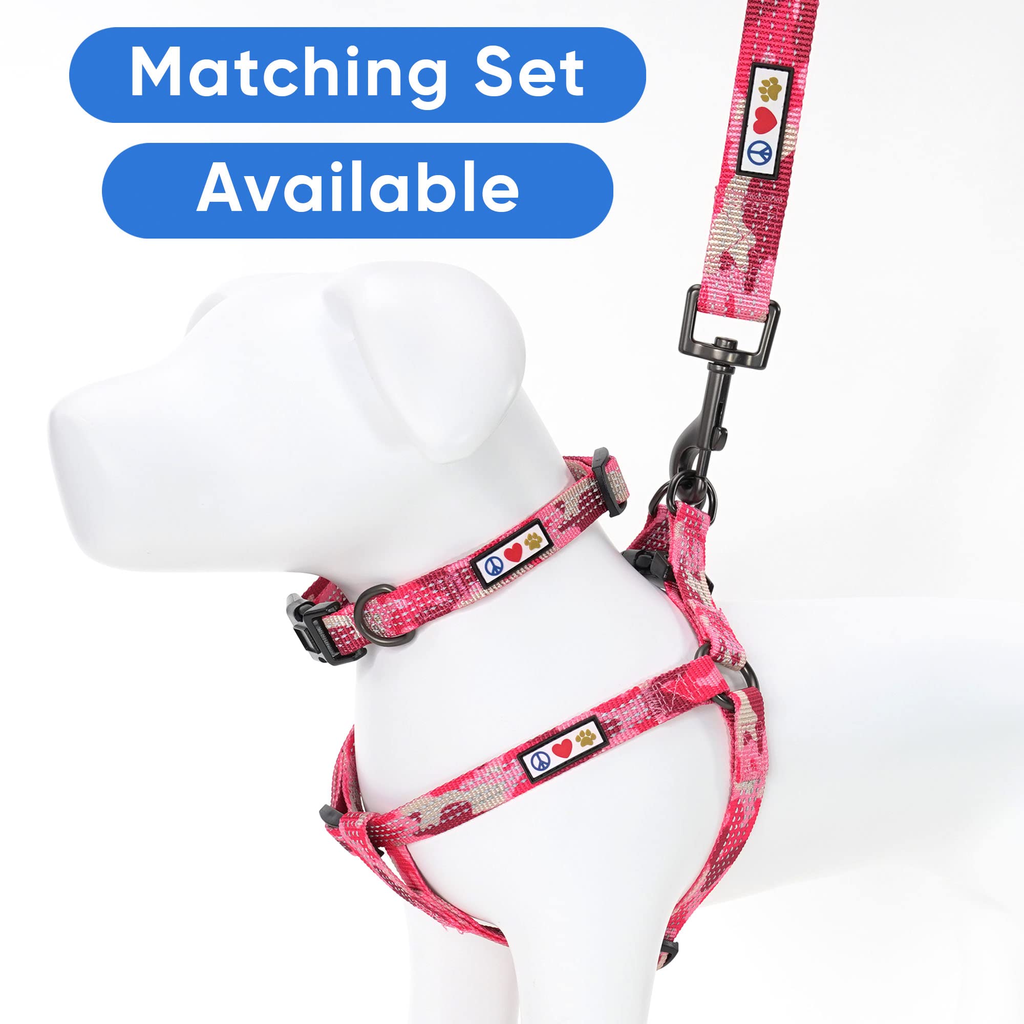 Pawtitas Reflective Dog Collar With Stitching Reflective Thread | Reflective Dog Collar With Buckle Adjustable And Better Training Great Collar For Medium Dogs - Pink Camo Collar