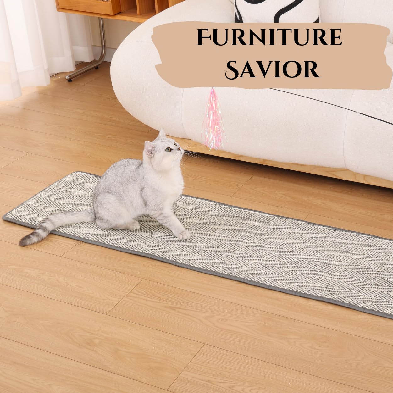 67''X15.7'' Extra Long And Thickened Sisal Cat Runner Rug, Wall Climbing Carpet, Sofa Protector, Durable Cat Wall/Door/Corner Sc