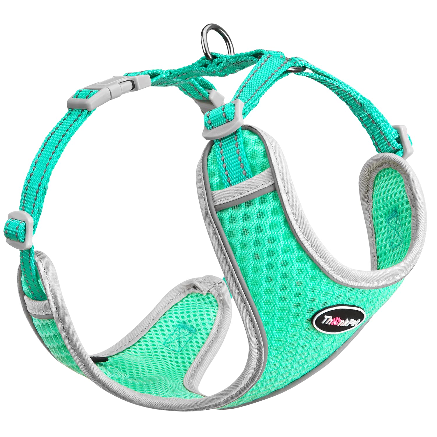 ThinkPet Reflective Breathable Soft Air Mesh No Pull Puppy Choke Free Over Head Vest Harness for Puppy Small Medium Dogs and Cat