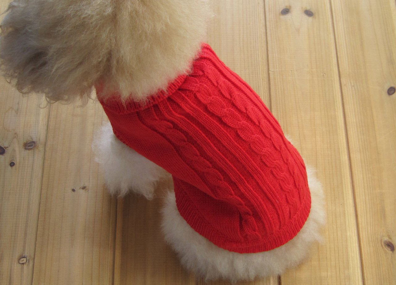 FAMI Dog Clothes Dogs Sweater Soft Puppies Clothing Winter Puppy Sweaters Warm Outfit for Dogs Small XS S Cat Apparel(Red,Medium