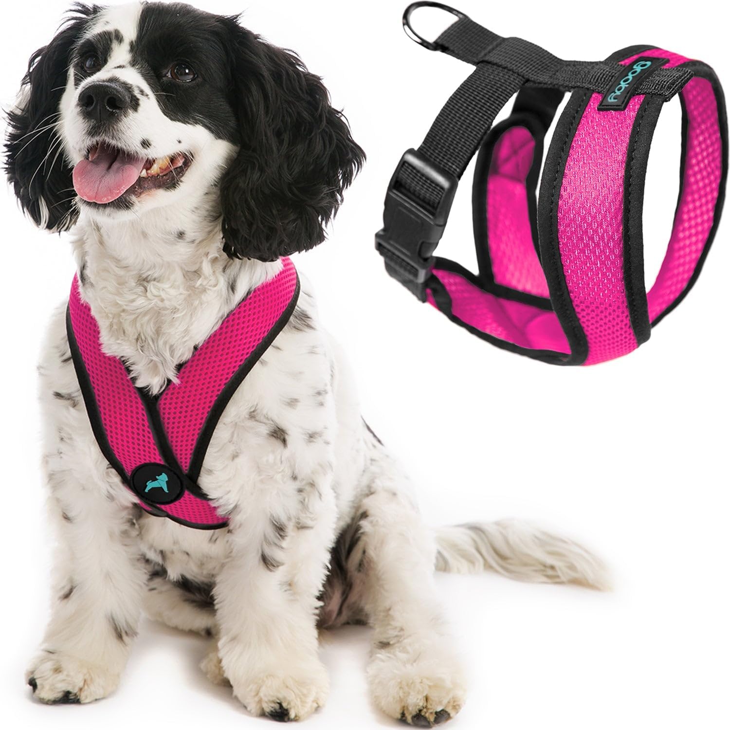 Gooby Comfort X Head In Harness - Flamingo Pink, Medium - No Pull Small Dog Harness Patented Choke-Free X Frame - On The Go Dog