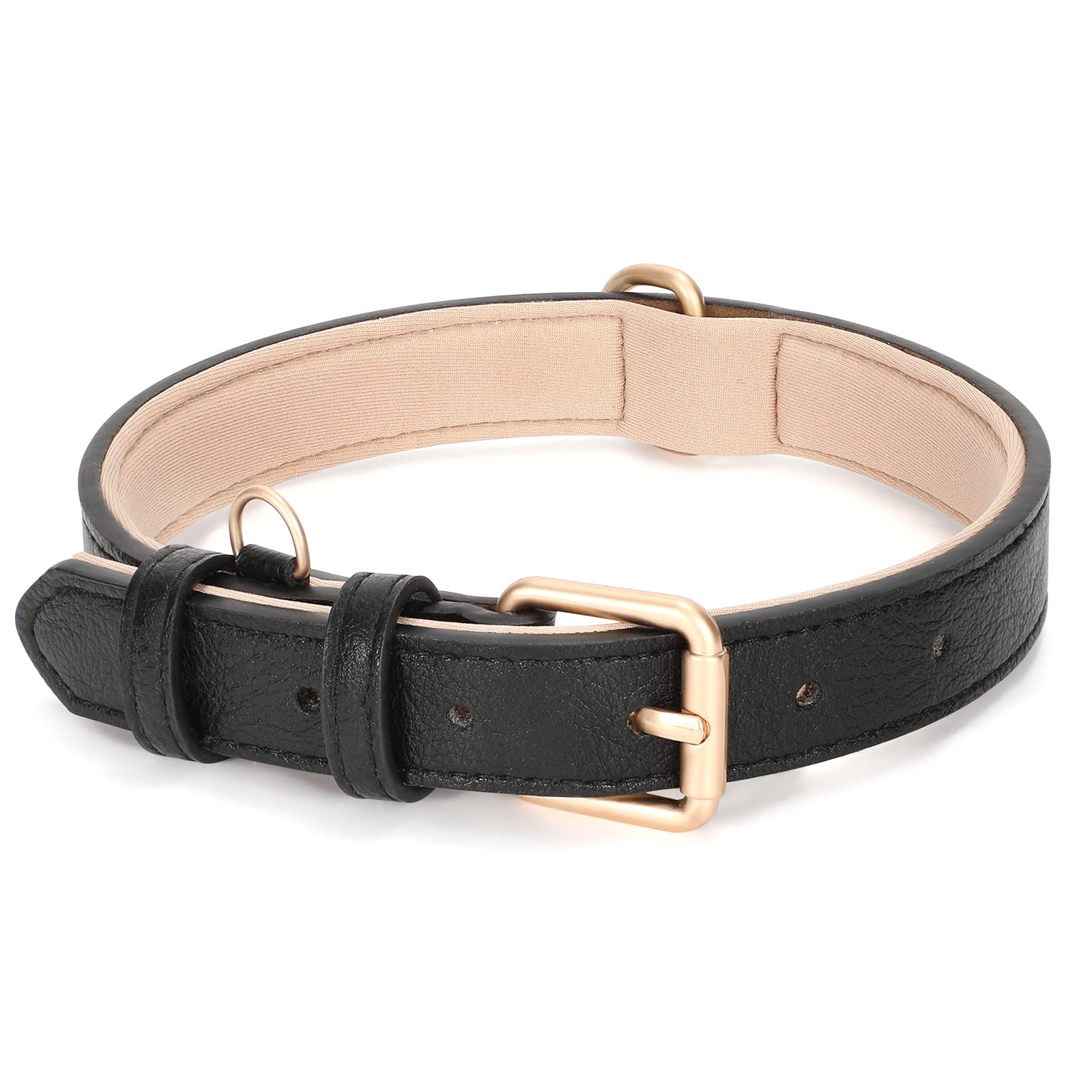 Whippy Leather Dog Collar For Small Medium Large Dog Adjustable Soft Breathable Leather Padded Puppy Collar With Alloy Buckle He