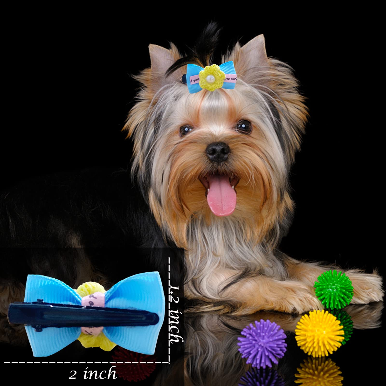 Dorui 70 Pcs Dog Hair Bows, Cute Hair Alligator Clip Bowknot With Pearl For Puppy Yorkie Small Pet Grooming Hair Accessories(70 Pcs Alligator Clip Pearls)