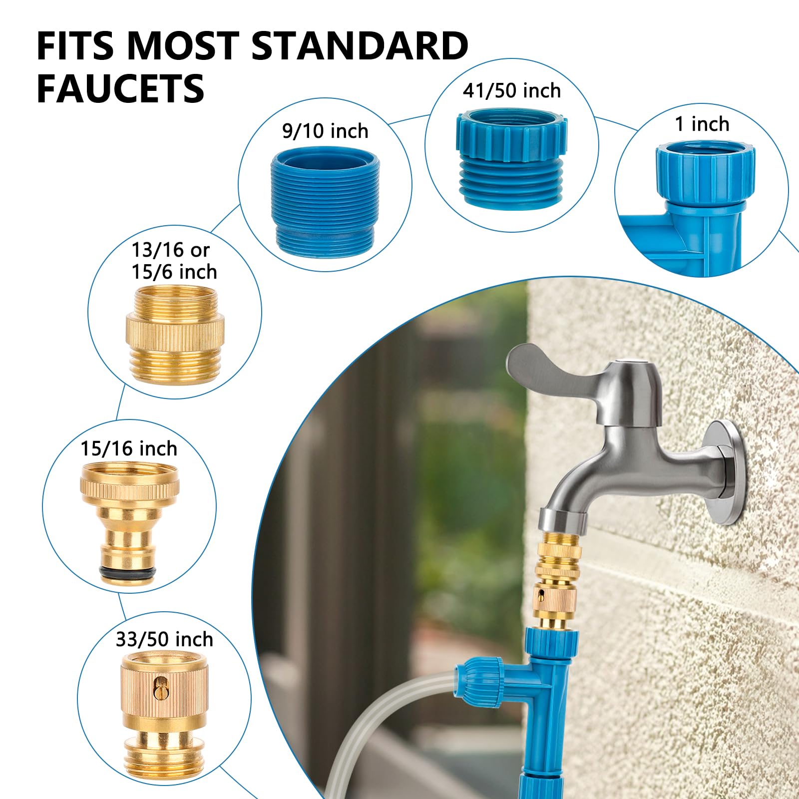 fishkeeper 25FT/50FT Aquarium Gravel Vacuum Water Changer - Flow Adjustable Faucet Universal Siphon Quick Pump with 6 Adapters,