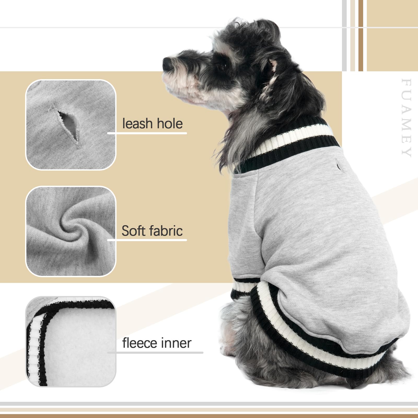 Fuamey Dog Pullover For Small To Medium Dogs - Warm Winter Sweater With Soft Fleece, Cute Pet Doggie Outfit For Boys & Girls, Gr
