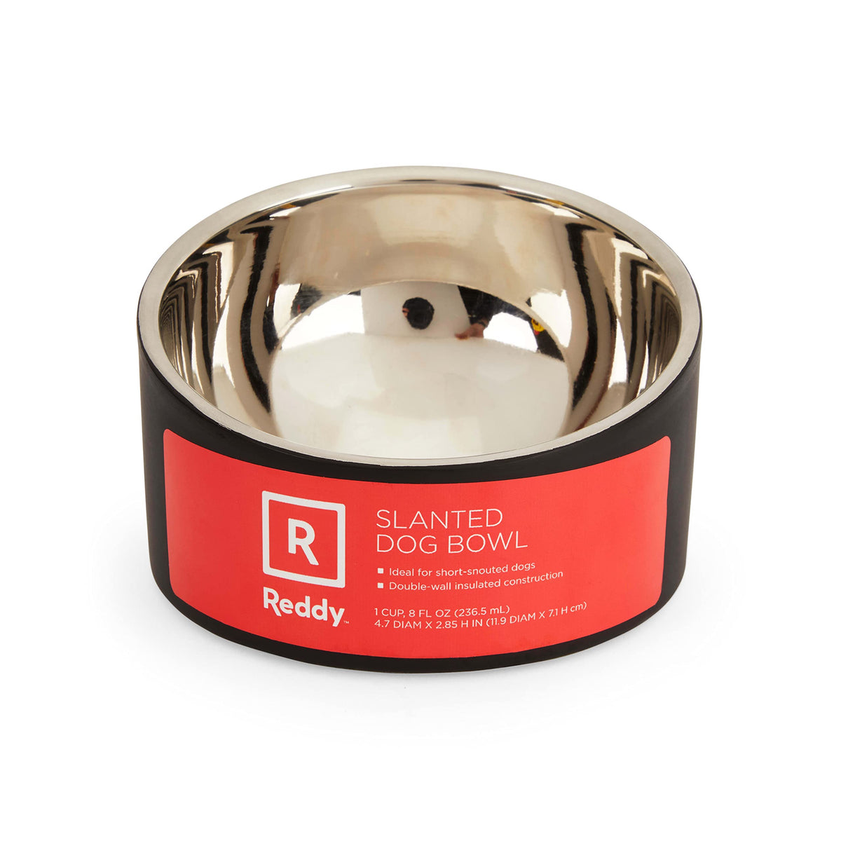 Reddy Slanted Stainless-Steel Slanted Dog Bowl 1 Cup