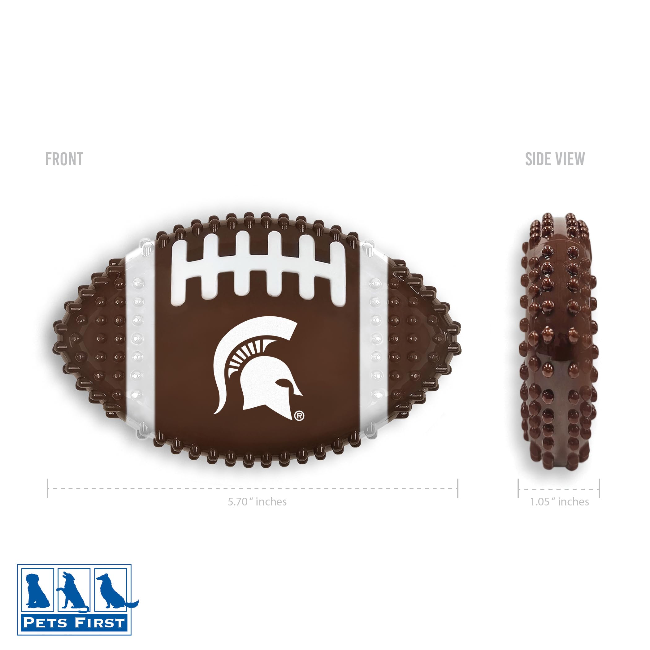 Ncaa Michigan State Spartans Mega-Chew Hard Nylon Bacon-Flavored Dog Bone Football Chew Toy. Interactive Tasty & Fun Dog Chew To
