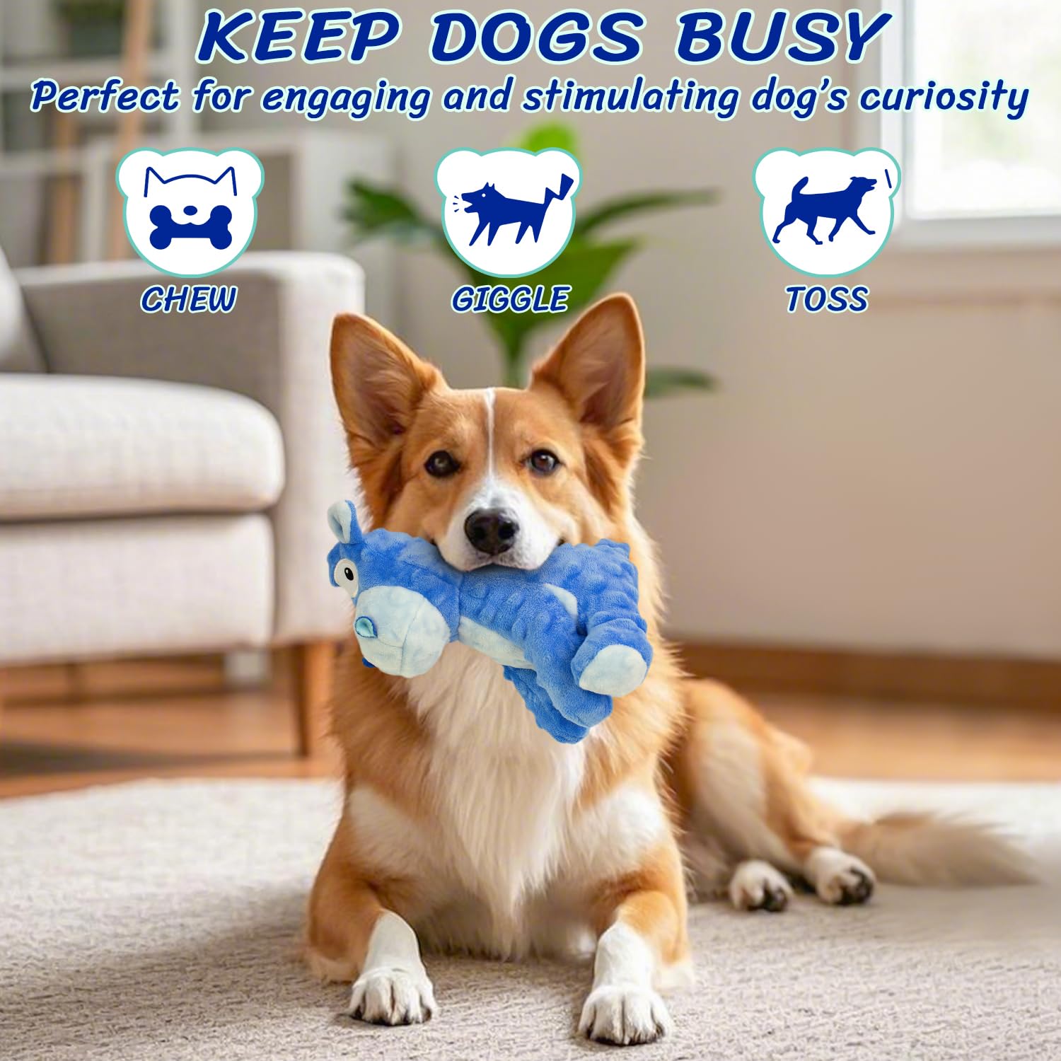 Meetyooo Squeaky Stuffed Dog Toys, Chew Toy For Large Medium Small Breeds, Plush Dog Toys To Keep Them Busy, Puppy Teething Dog