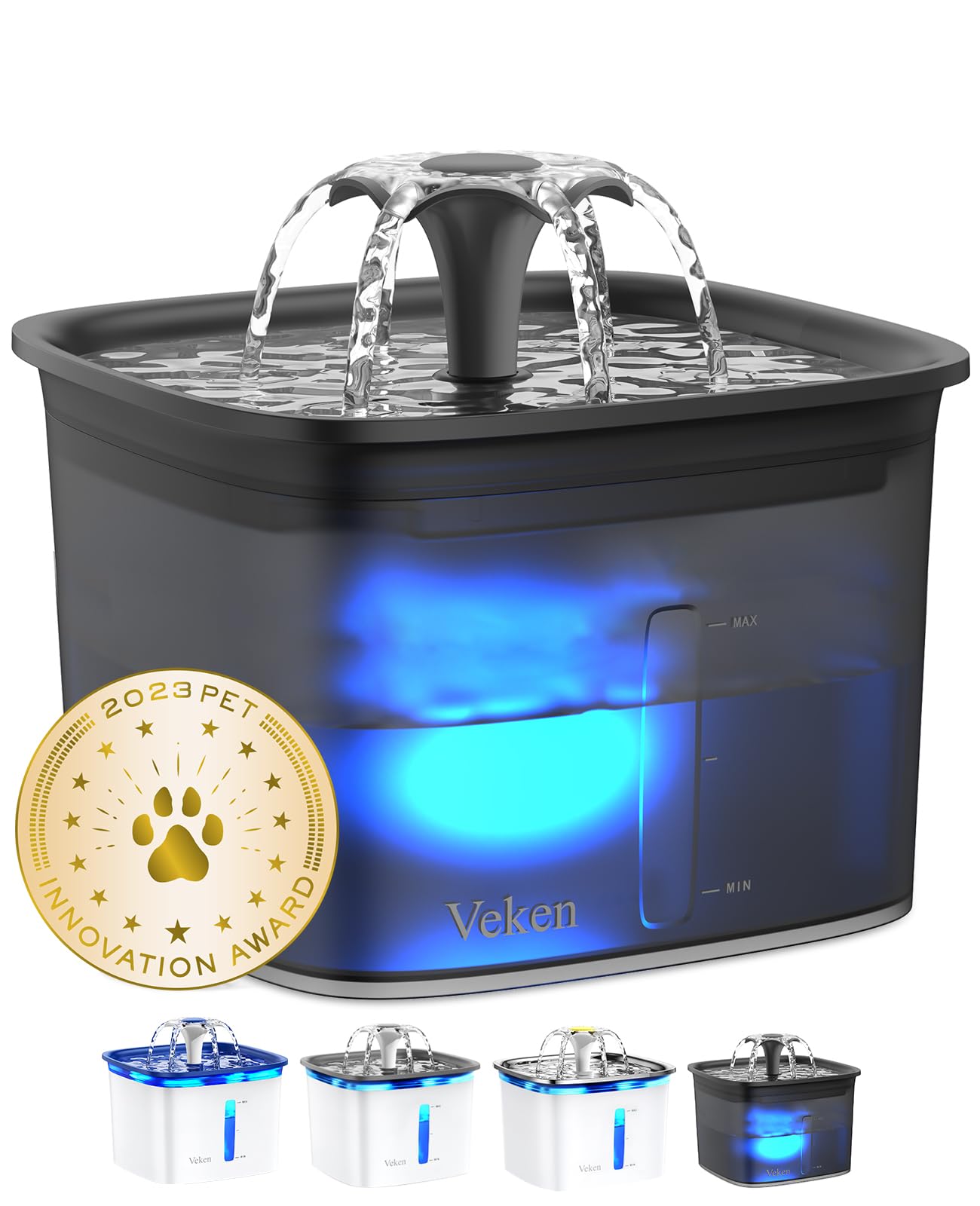 Veken 95Oz/2.8L Pet Fountain, Automatic Cat Water Fountain Dog Water Dispenser With Replacement Filters For Cats, Dogs, Multiple