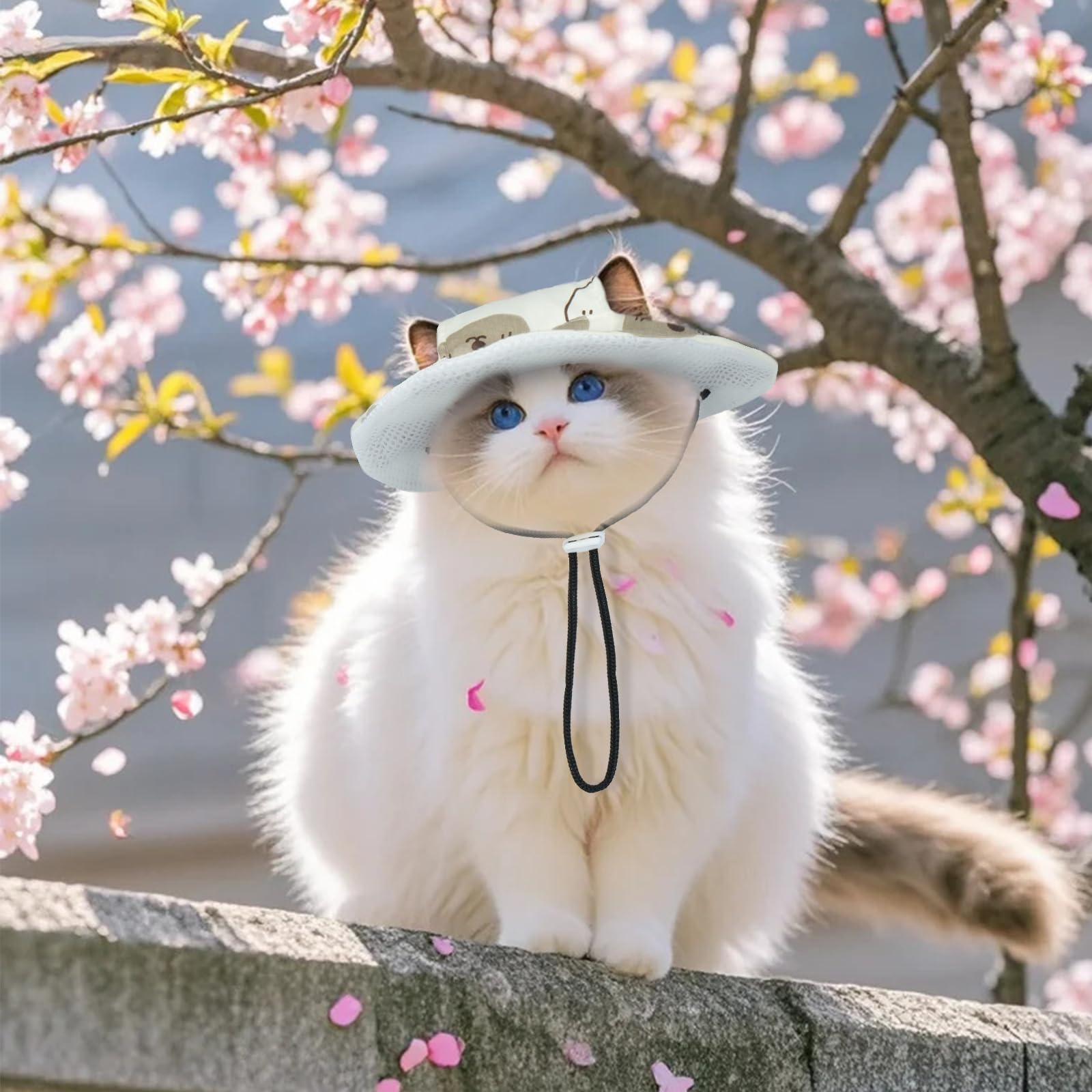 T'Chaque Cat Hats For Cats Only, Cat Sun Hat With Ear Holes, Mini Sombrero For Kittens, Breathable Summer Cap, Outdoor Sun Prote