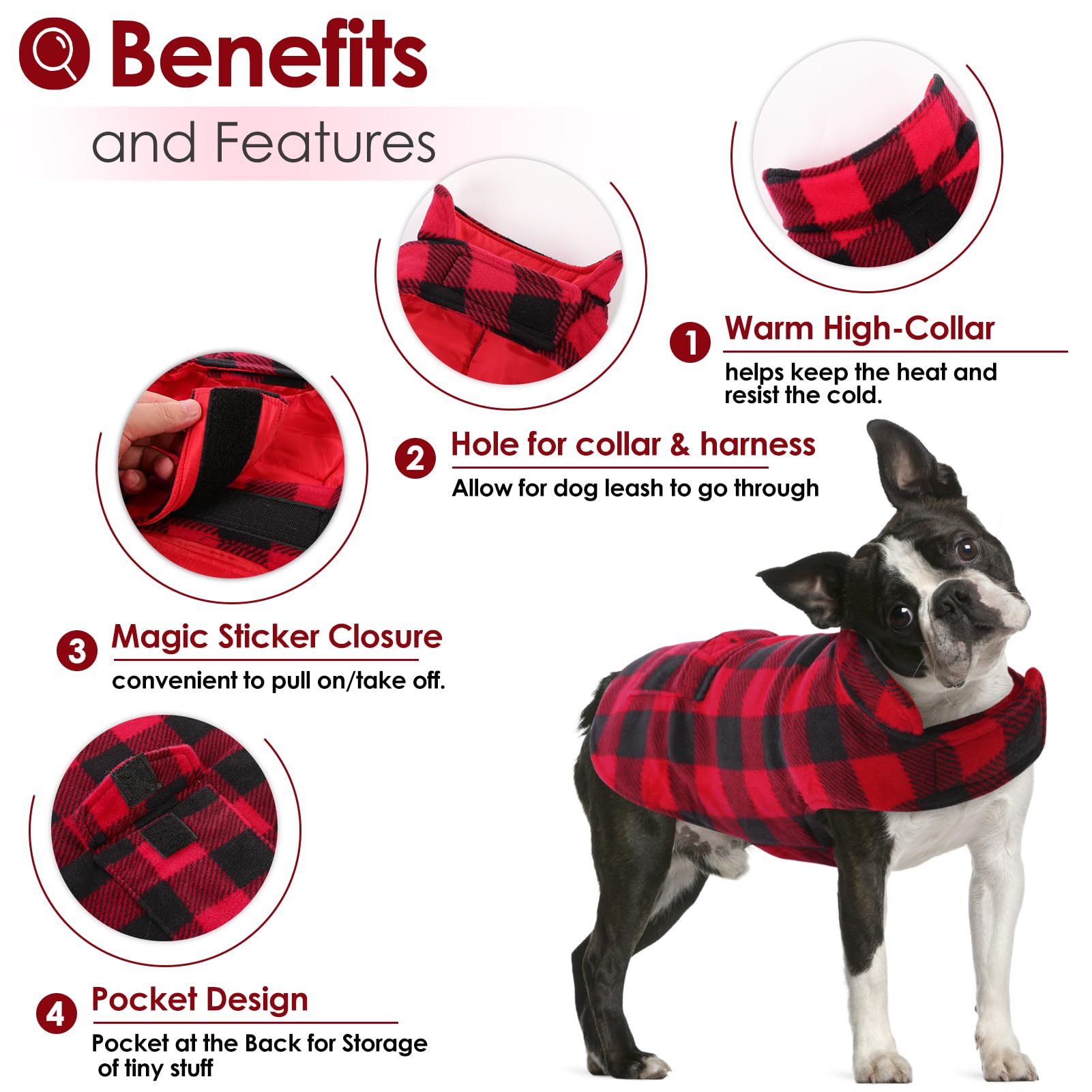 Aofitee Dog Jacket Plaid Dog Winter Coat, Warm Dog Puffer Jacket, Large Dog Sweater, Reversible Dog Cold Weather Coat For Large Dogs, Waterproof Dog Winter Jacket For Small Medium Large Dogs, Xxxl