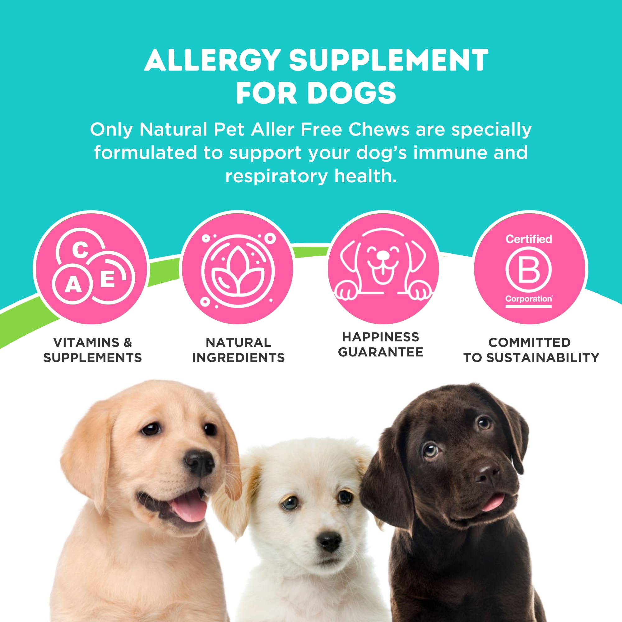 ONLY NATURAL PET AllerFree Advanced Allergy Support for Dogs w/Quercetin & Probiotics - Immune, Respiratory, Skin & Coat Health