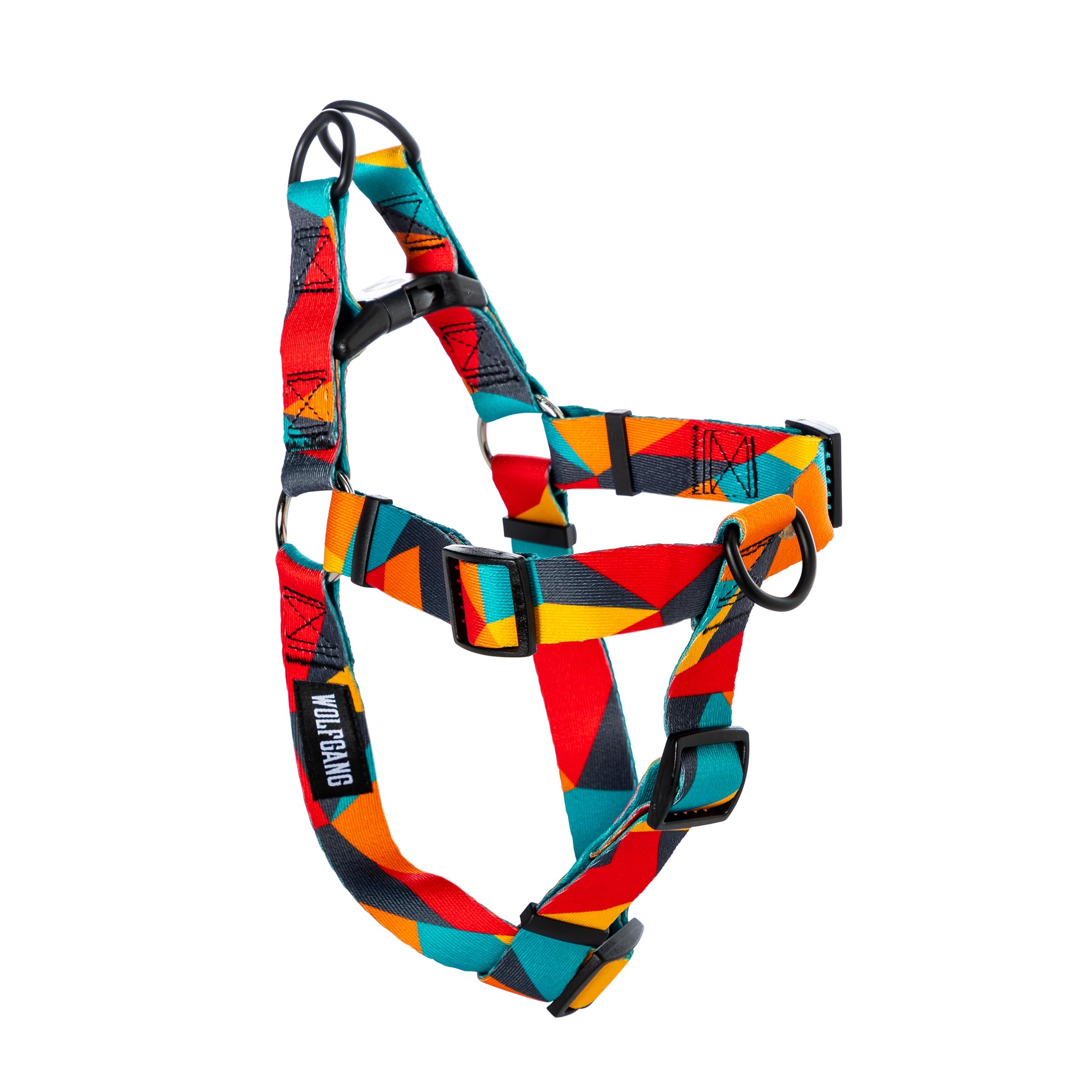 Wolfgang Heavy Duty Adjustable Dog Harness, Pull-Tested To Over 800 Lbs For Walking & Training, Shattershapes Print, Medium