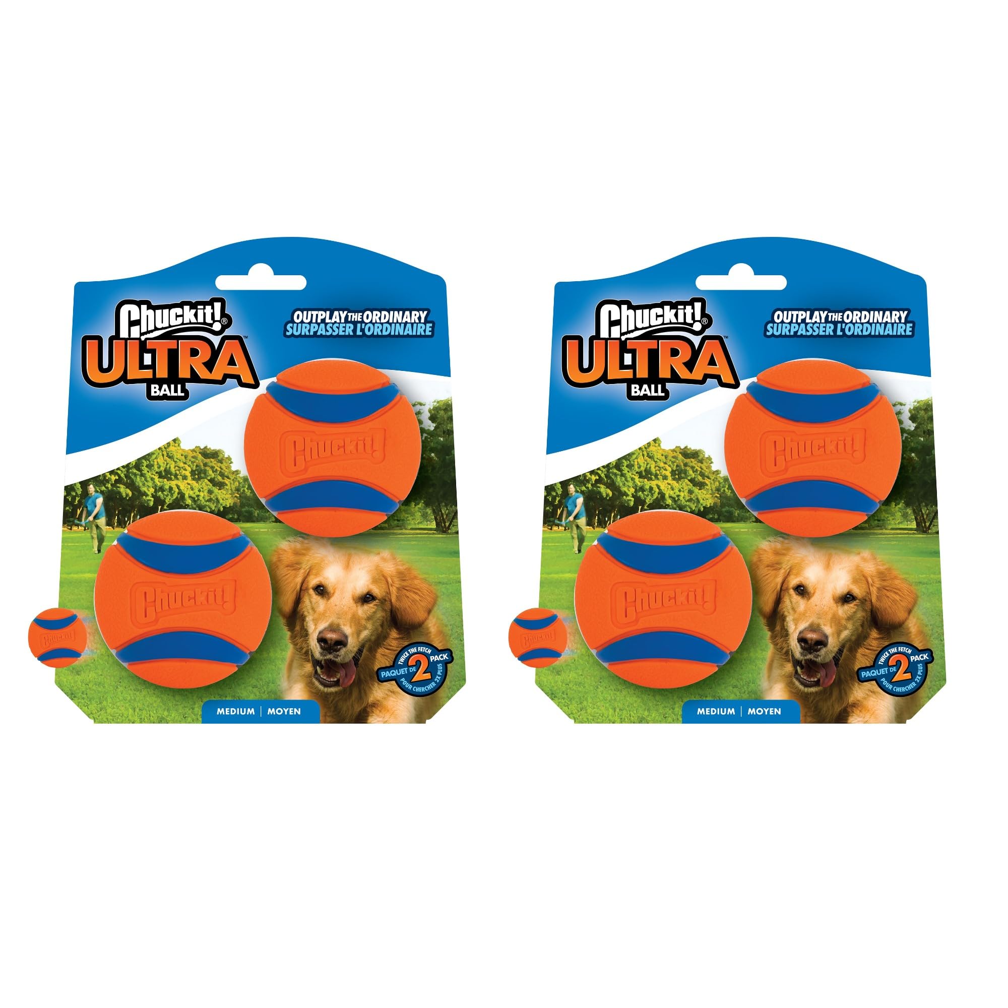 Chuckit Ultra Ball Dog Toy, Medium (2.5 Inch Diameter) Pack Of 4, For Breeds 20-60 Lbs