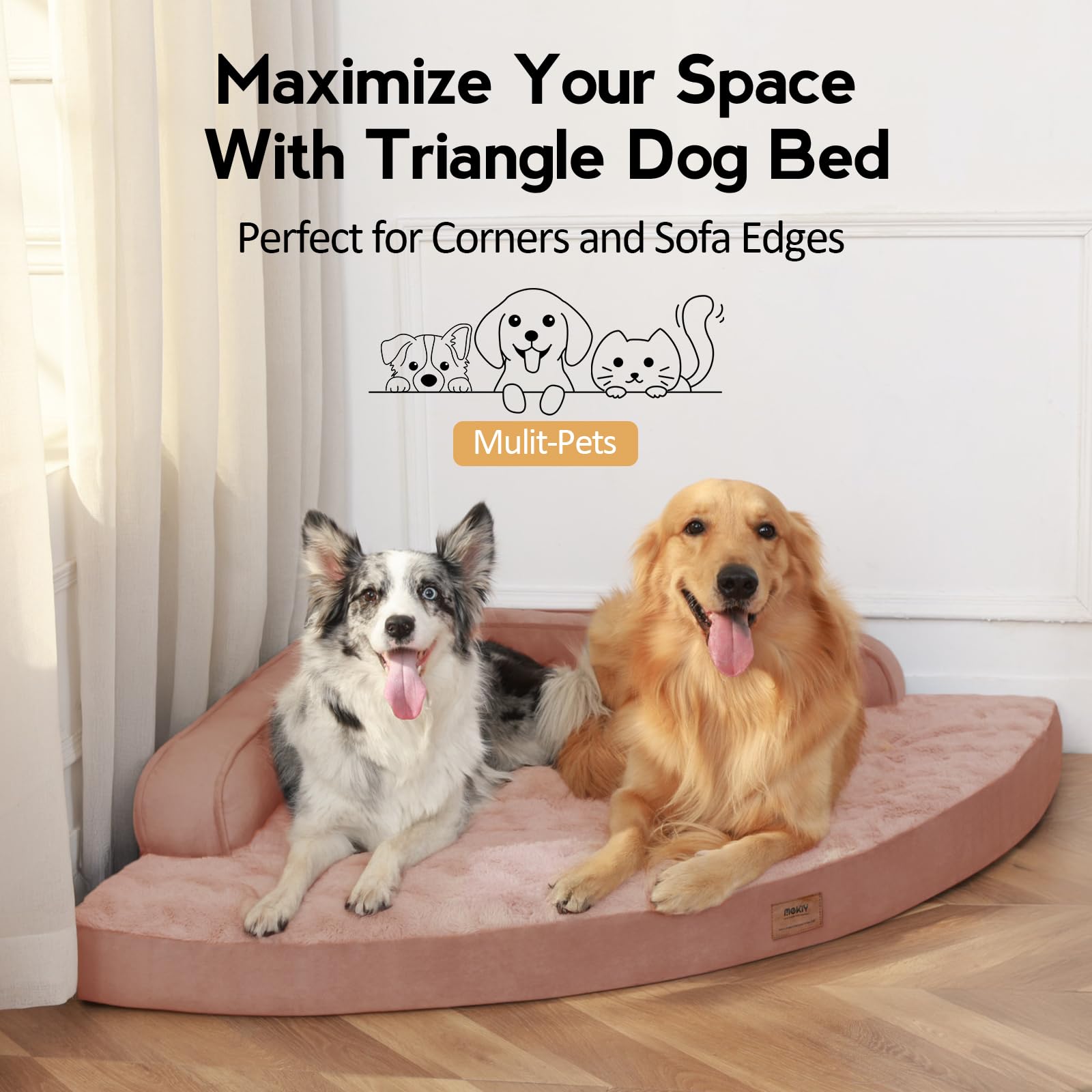 Mekiy Large Orthopedic Dog Bed With Sides Xxxl Dog Beds With Removable Washable Cover Non-Slip Waterproof Pet Bed For Extra Larg