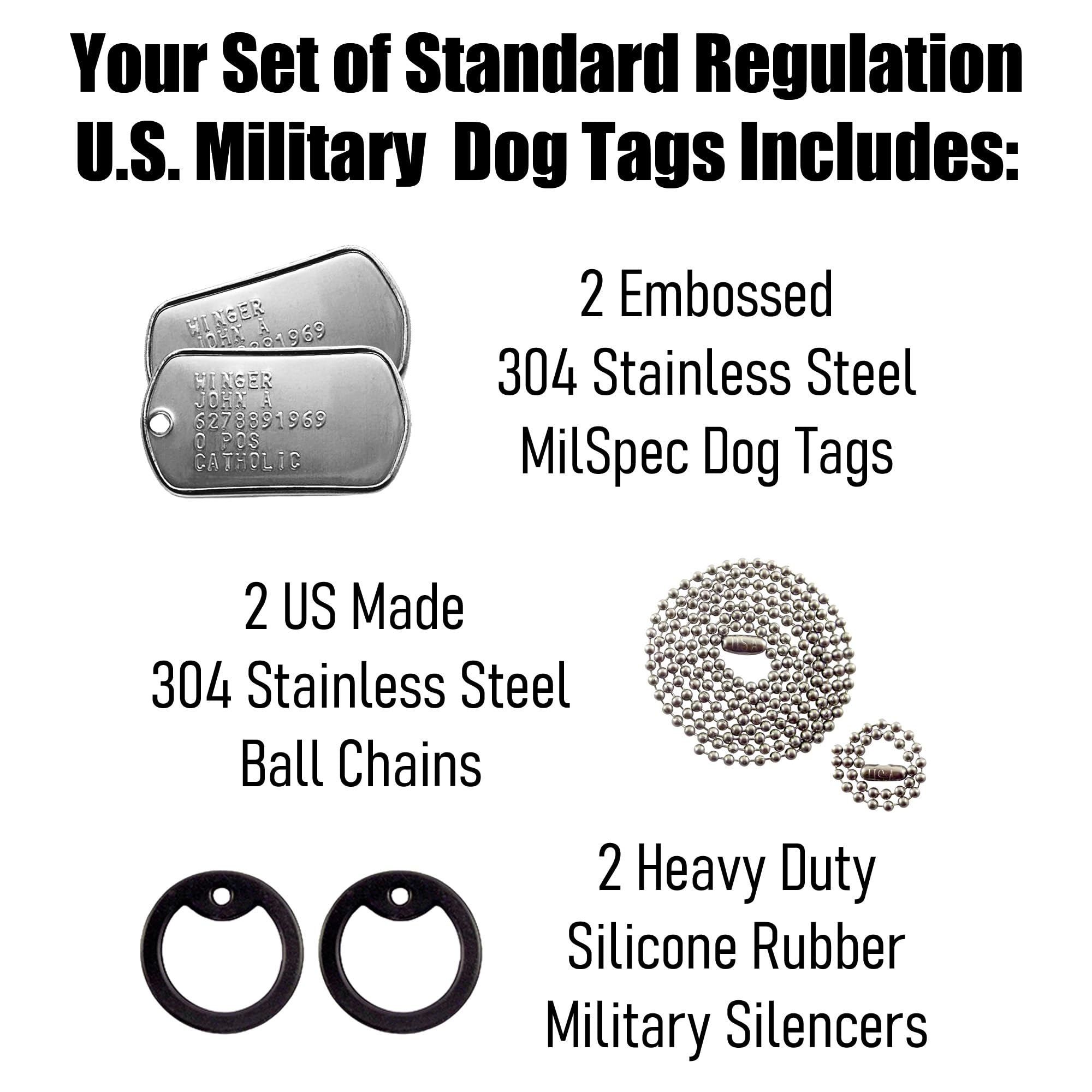 Personalized Military Dog Tags, Us Made Milspec Regulation Replacement Id Tags For Active Duty Service Members And Veterans From