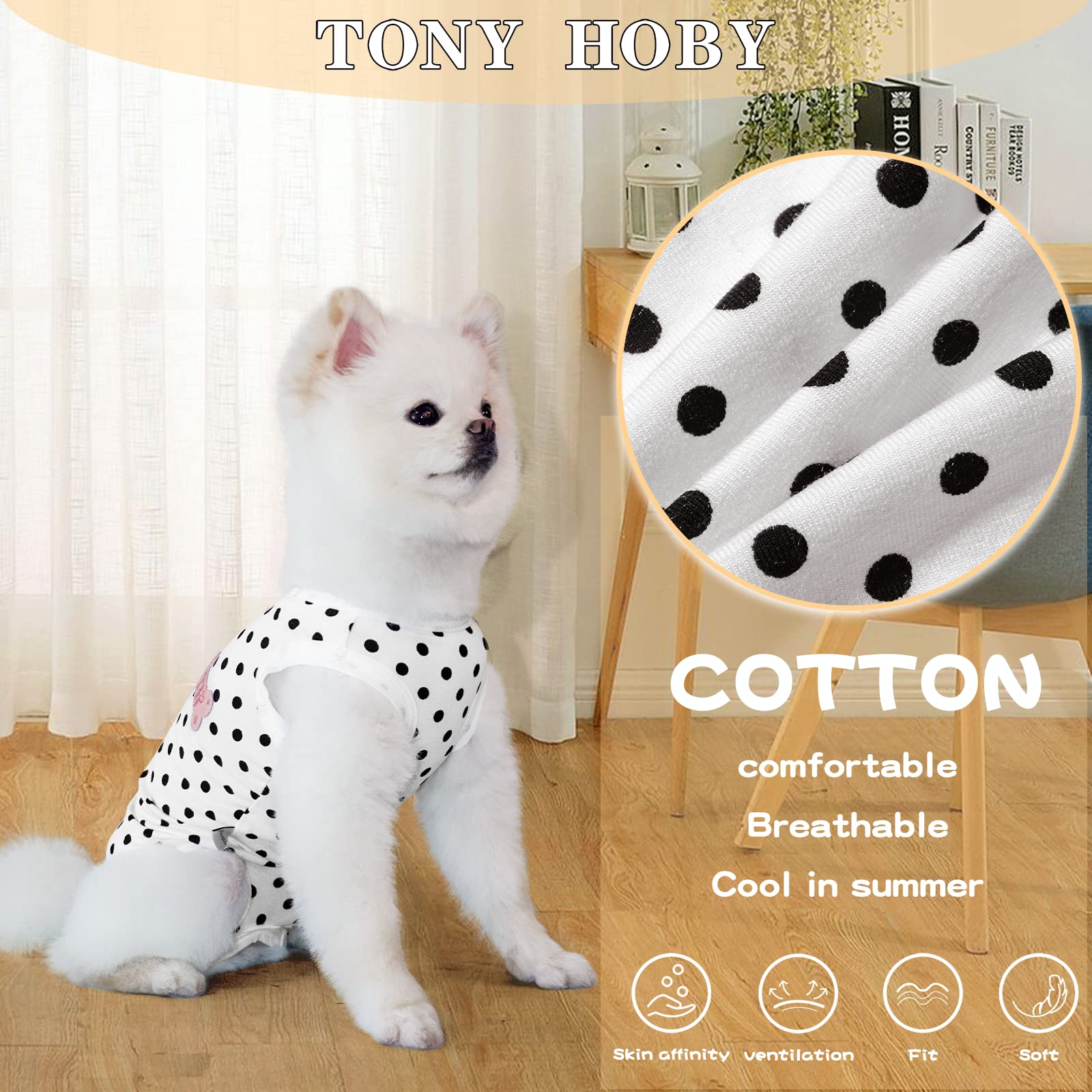 Tony Hoby Dog Pajamas, Summer Dog Shirt, Soft Breathable Dog Pajamas With Cute Pawprints (Pink, L), Large