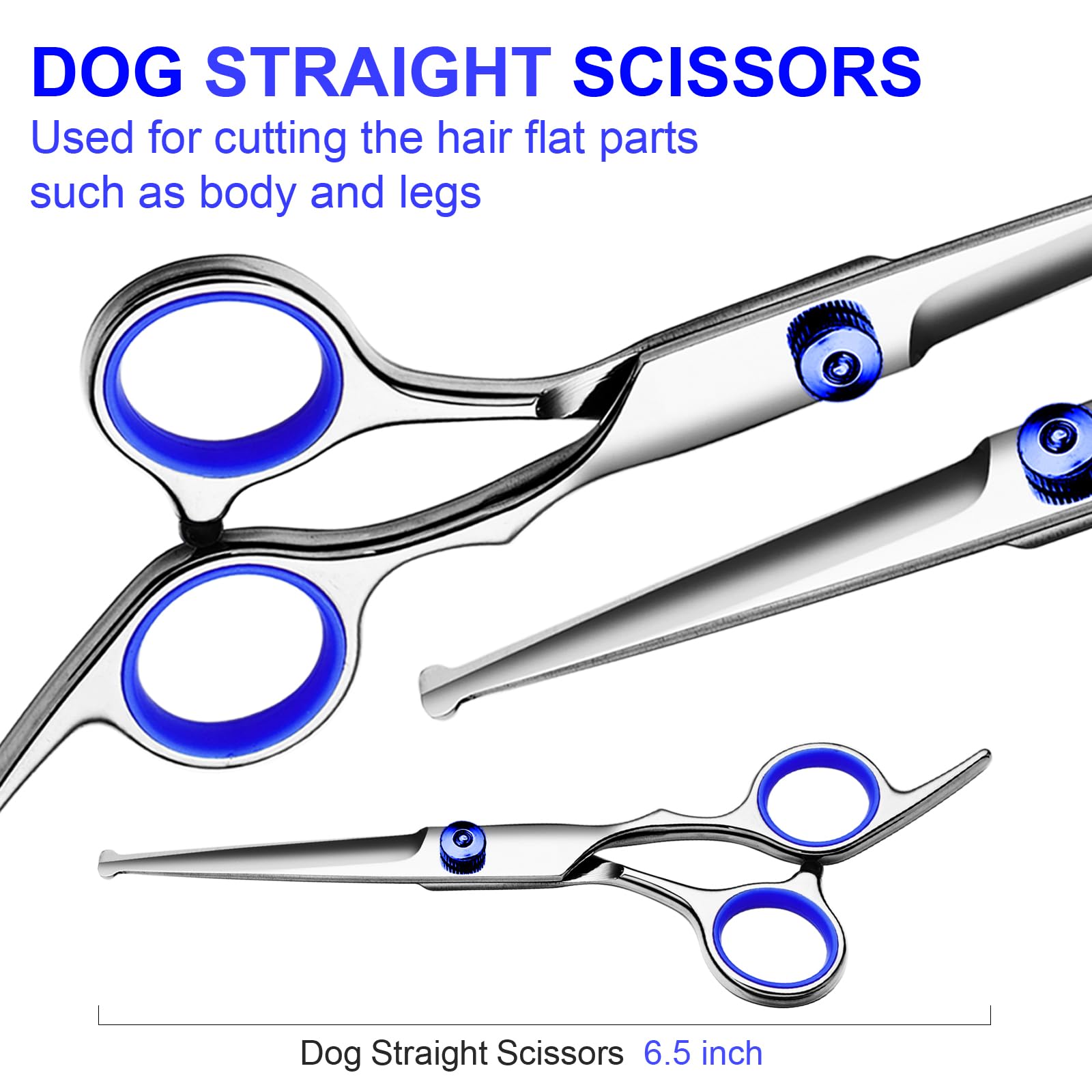 Faigeo Professional Dog Grooming Scissors Kit, Titanium Coated Dog Scissors For Grooming, Grooming Shears Kit - Straight,Thinnin