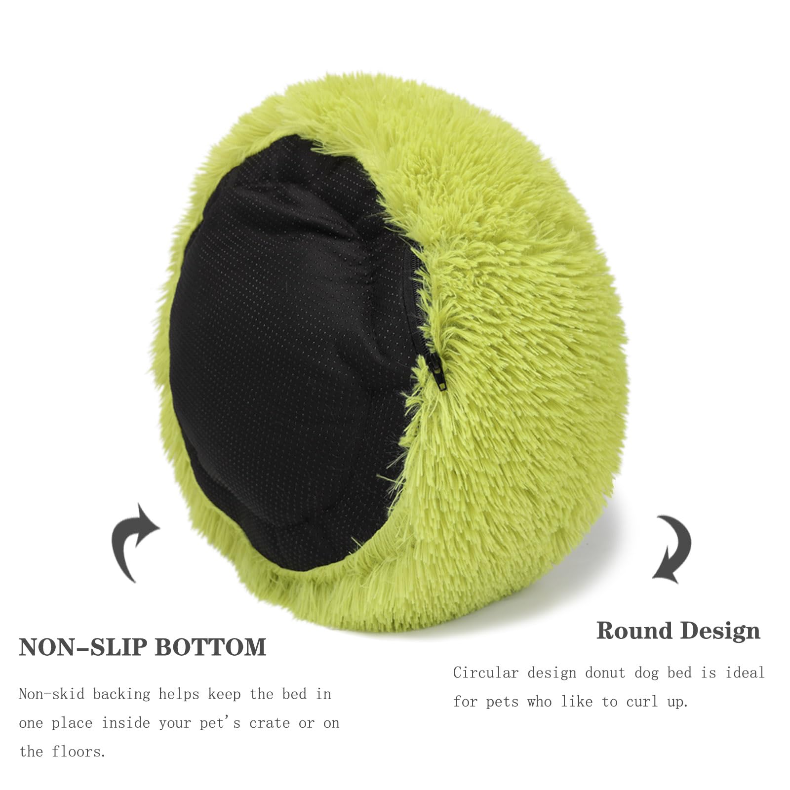 Extra Small Dog Bed Green Washable 15 inches Donut Soft Small Pet Bed,Calming Anti Anxiety Round Fits up to 5 lbs Warm Comfort P