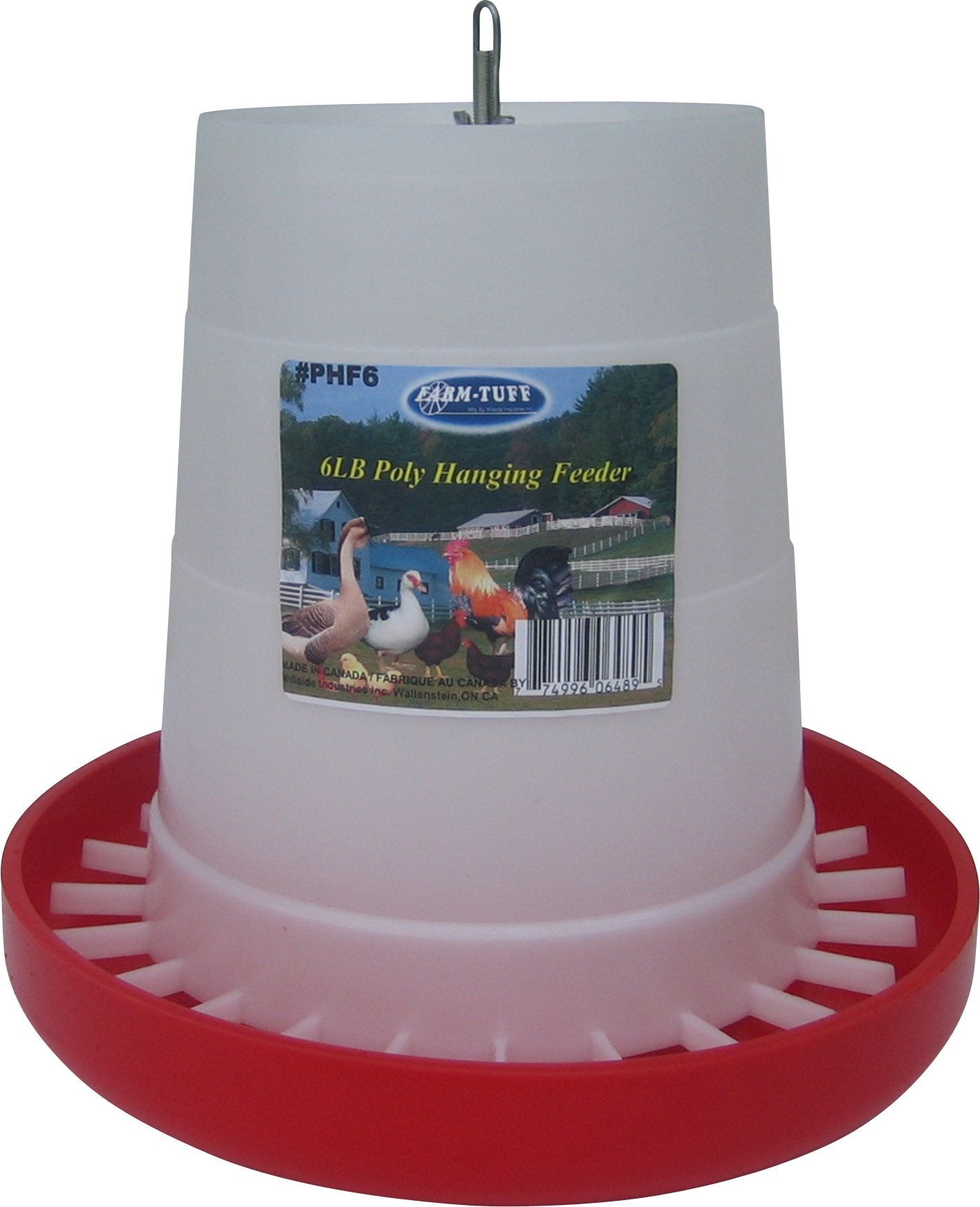 Farm Tuff Durable Outdoor Hanging Plastic Automatic Poultry Feeder with Customizable Flow Rates for Chickens, 6lb Capacity