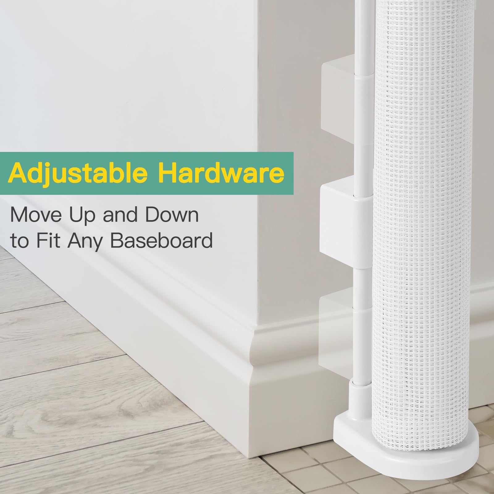 Stcockis 60" Wide Retractable Baby Gate - 33" Tall, White PVC Mesh, Model 59T6A3, Indoor/Outdoor, Anti-Escape Design