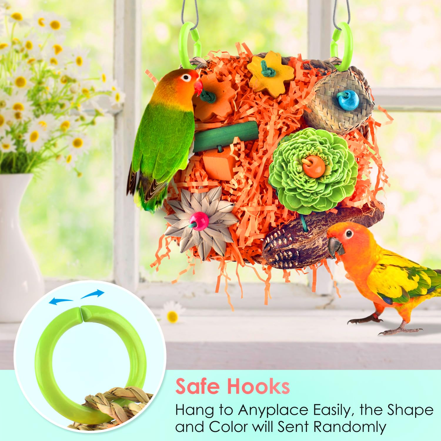 Katumo Bird Toys, Conure Grass Mat Shredder Toys Parakeet Toys Parrot Foraging Toys For Cockatiel Conure Lovebird Parakeet Small