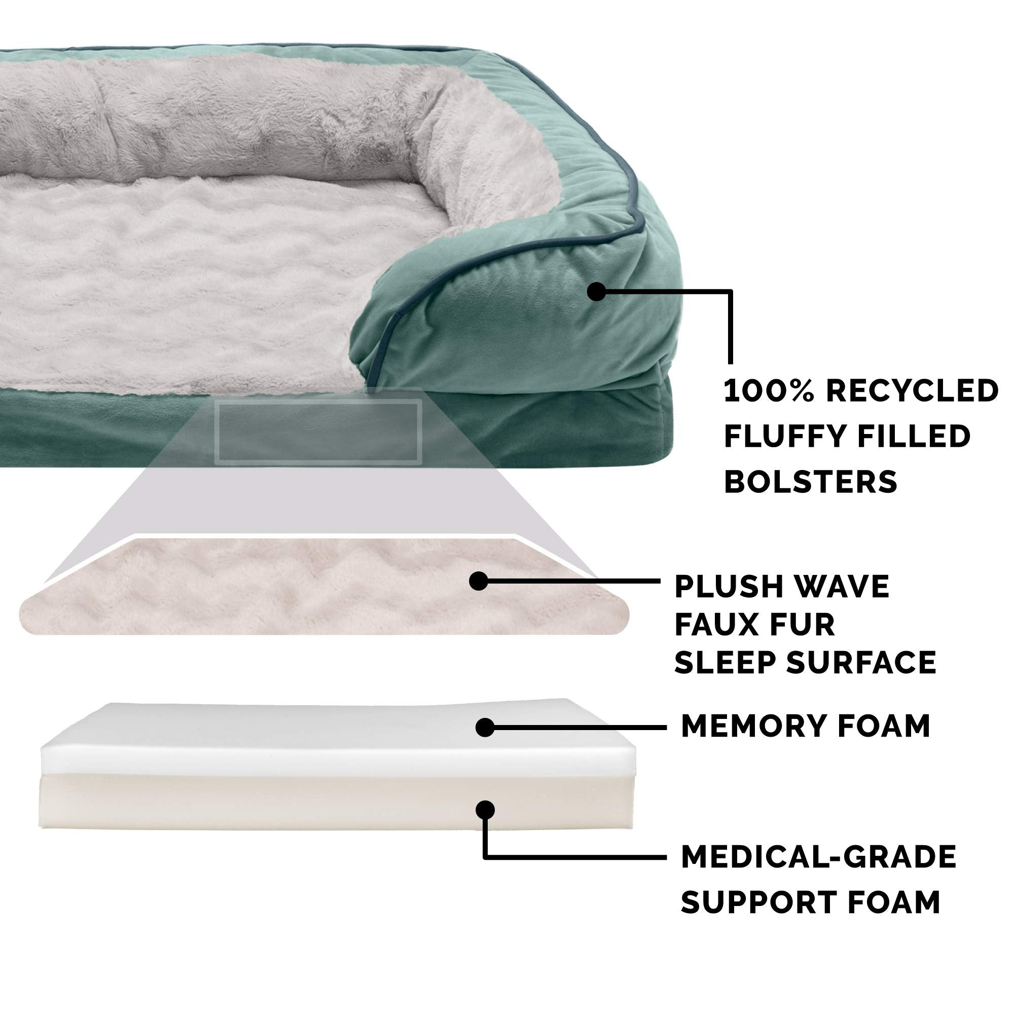 Furhaven Memory Foam Dog Bed For Medium/Small Dogs W/ Removable Bolsters & Washable Cover, For Dogs Up To 35 Lbs - Plush & Velve