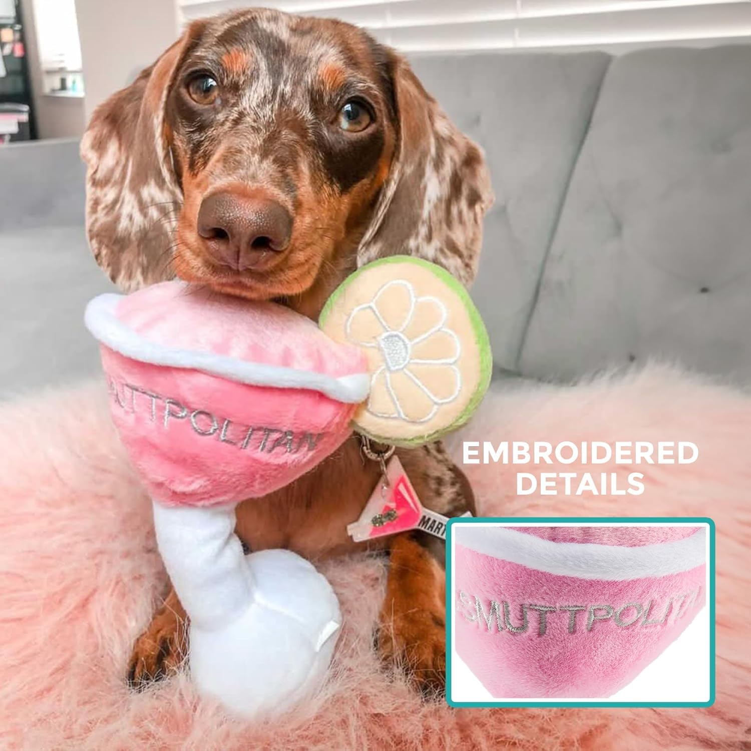 Haute Diggity Dog Cosmuttpolitan, Plush Designer Dog Toys With Interactive Squeaker, Stimulating Pet Enrichment, Machine-Washabl