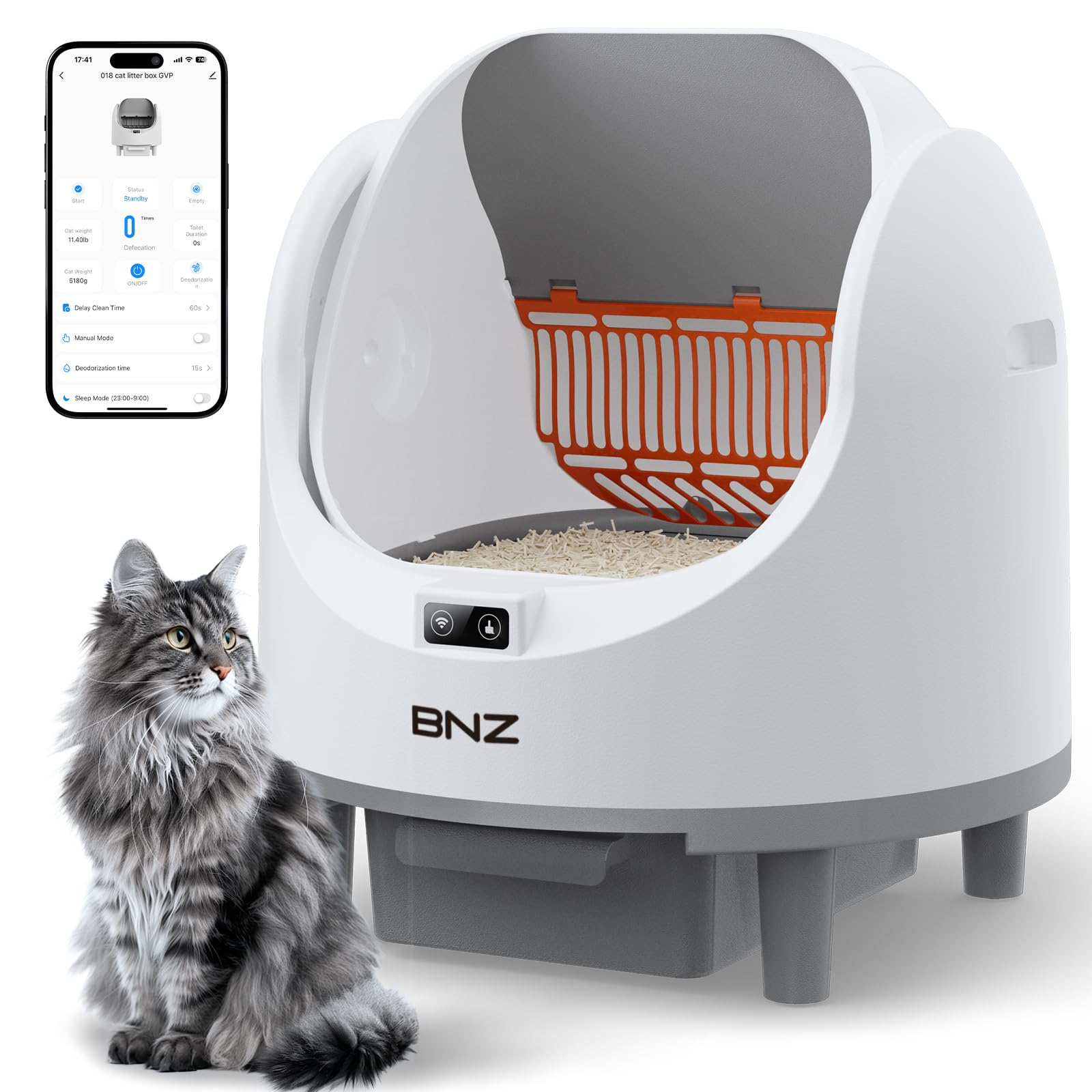 Self Cleaning Cat Litter Box for Multiple Cats,Automatic,Spacious Open Top,Weight Sensing Safety Design,Quite,Smart App Control,