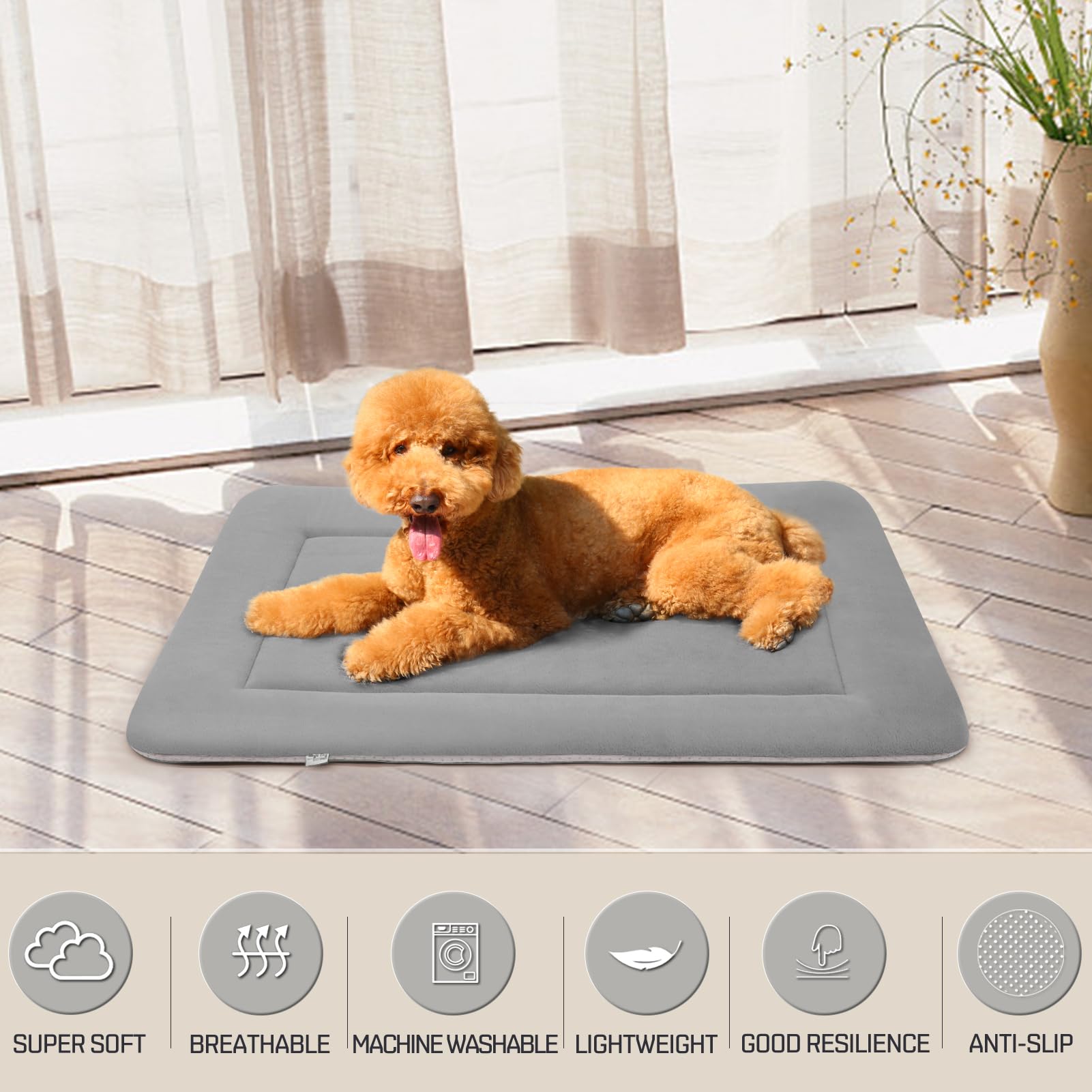 Magic Dog Extra Large Dog Bed Soft Dog Crate Pad Dog Mat, Jumbo 48 Inches Machine Washable Pet Bed Kennel Pad With Non-Slip Bott