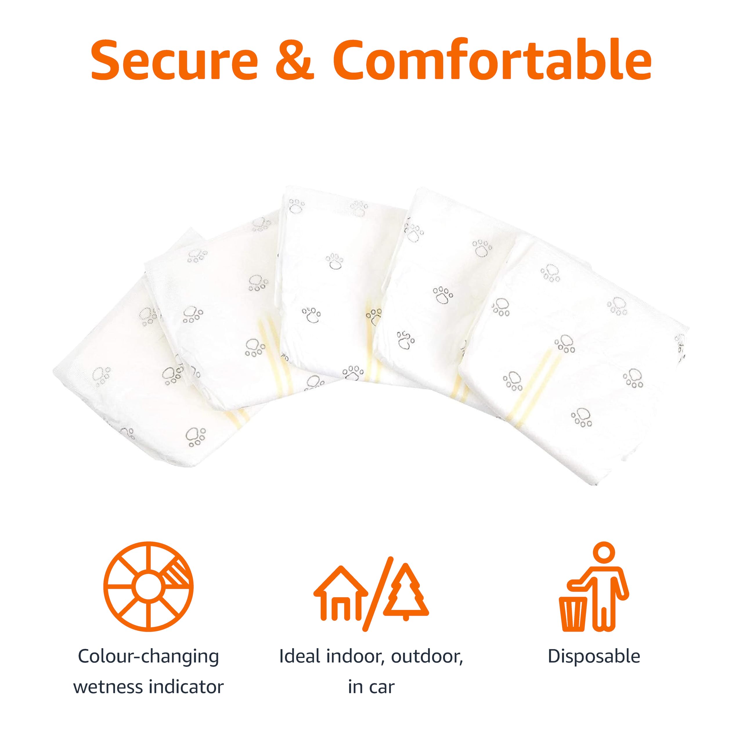 Amazon Basics Male Dog Diapers, 30 Count, X-Small, Ultra Absorbent Disposable Wrap With Secure Fit, Leakproof And Comfortable