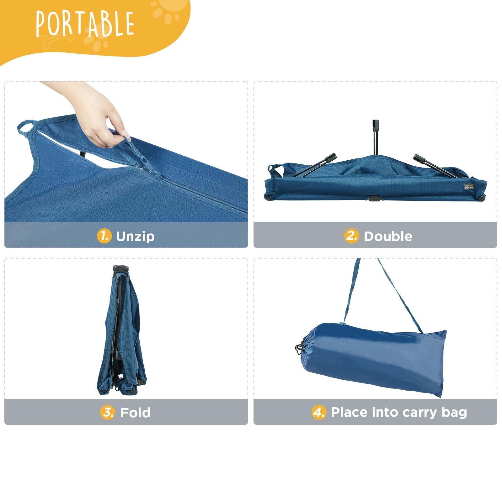 Canine Canyon Folding Raised Dog Cot, Large Outdoor Elevated Dog Bed, Cooling Chew Proof Pet Cots Bed, Portable, Heavy Duty Up T